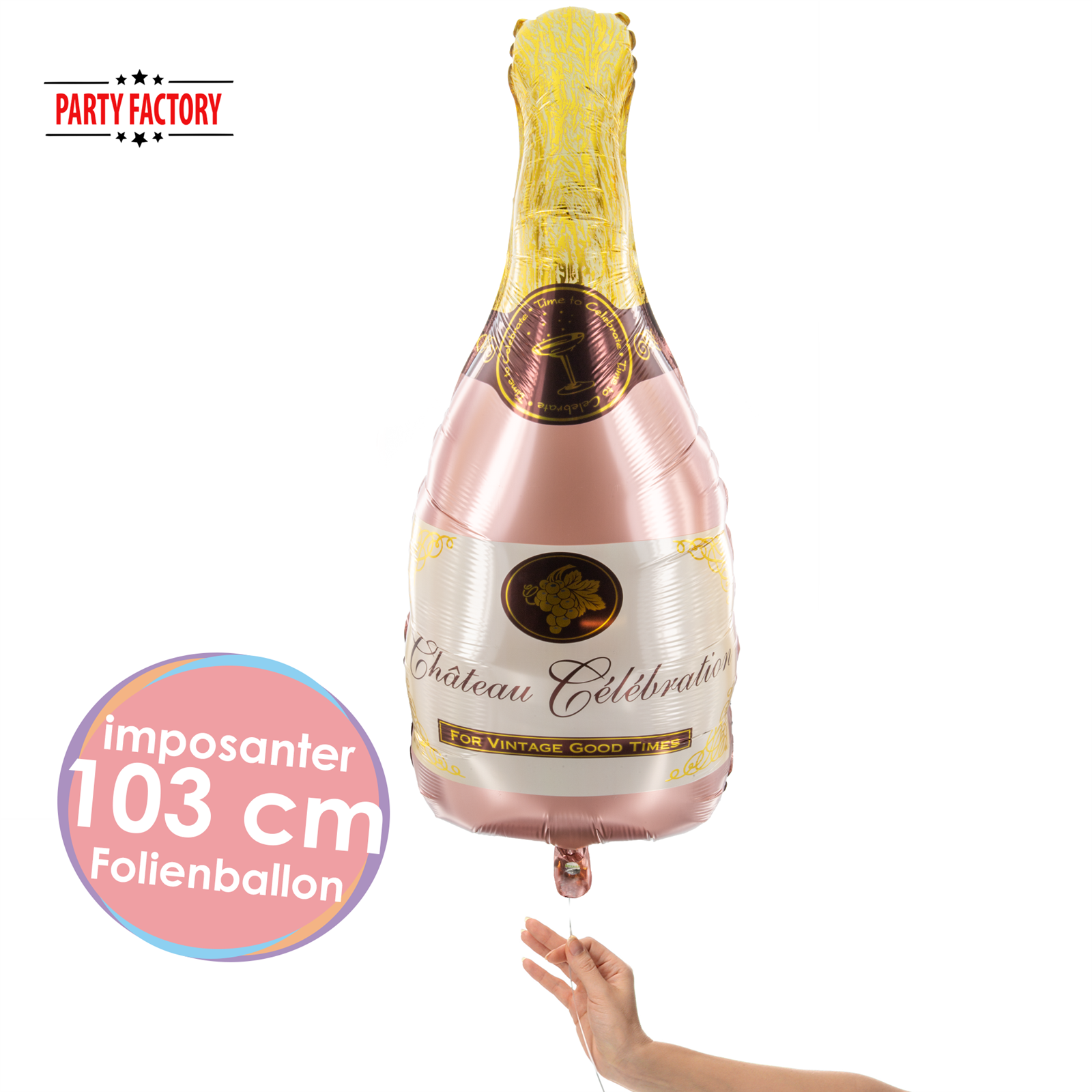 Folienballon Shape Champagner rose 49x103cm 2
