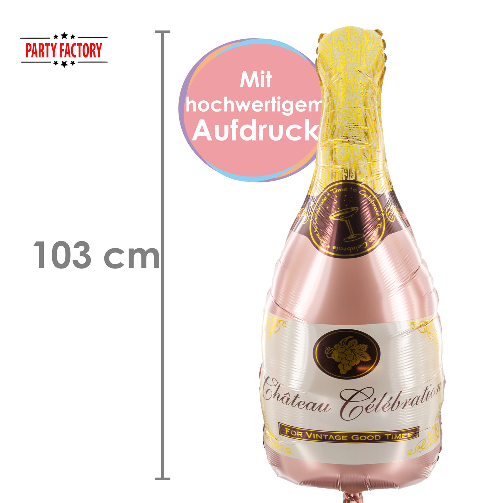 Folienballon Shape Champagner rose 49x103cm 4