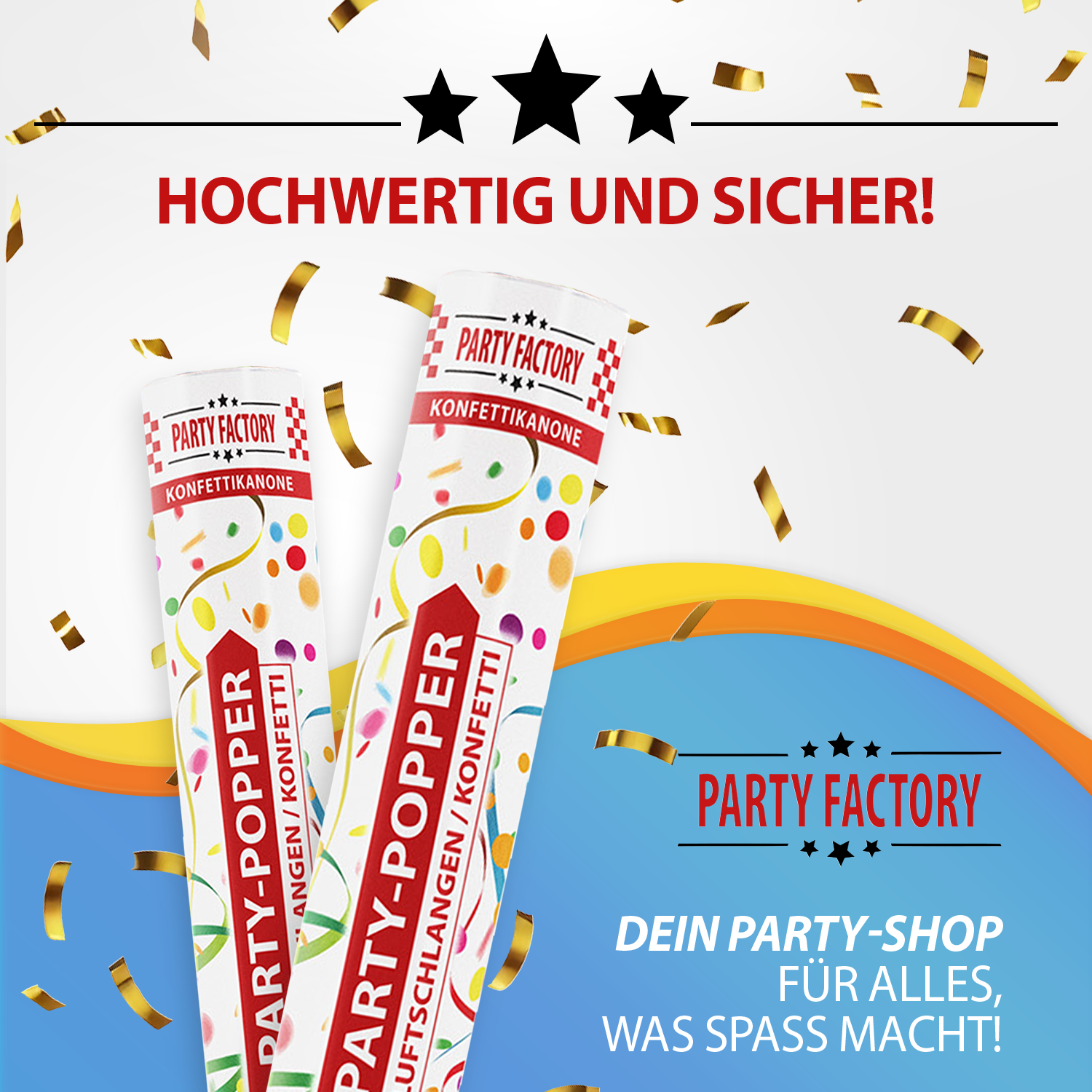 Party Popper 40cm Luftschlangen Konfetti bunt 8