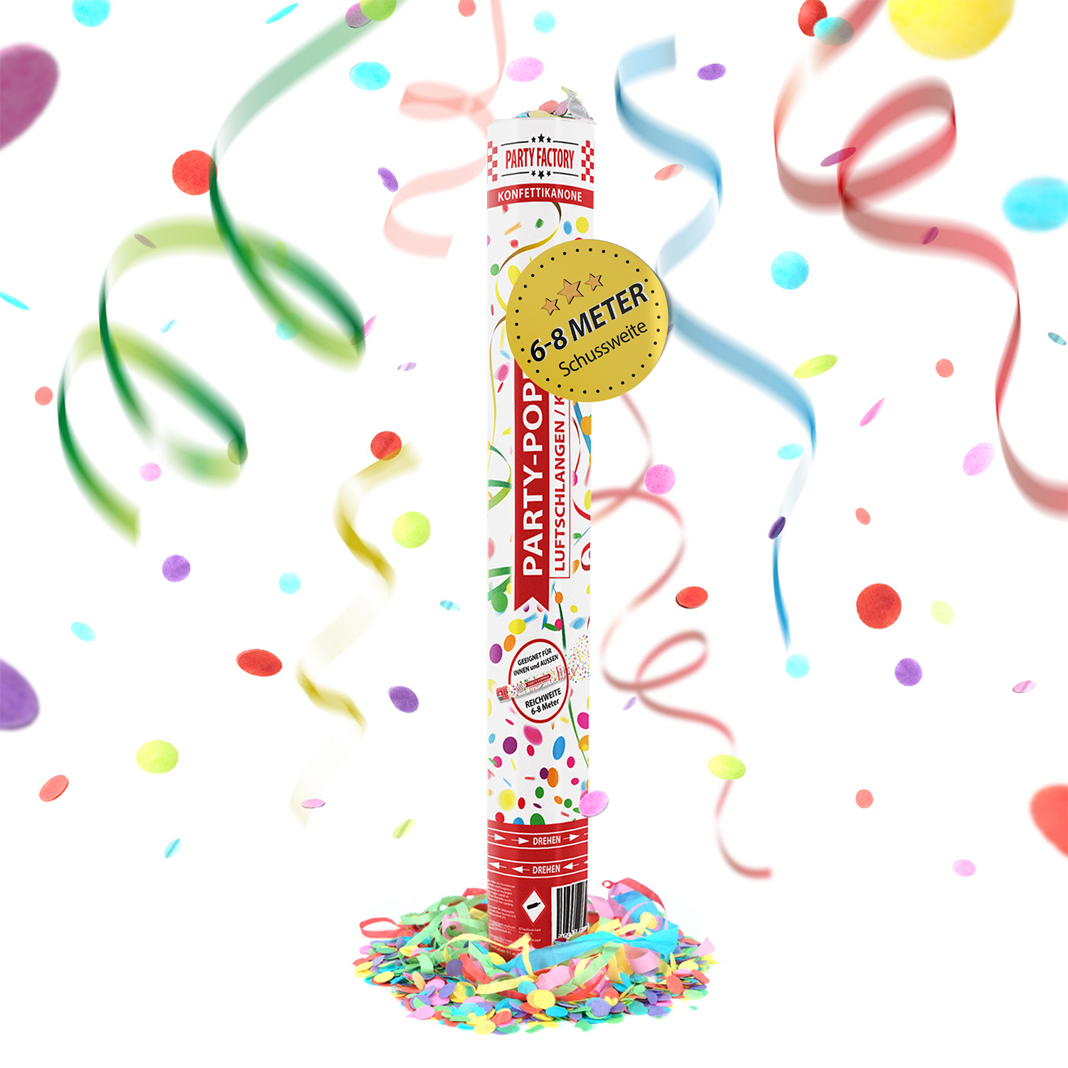 Party Popper 40cm Luftschlangen Konfetti bunt