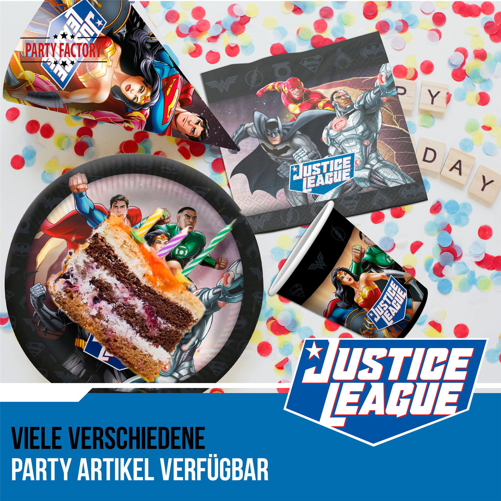 Party Factory `Justice League´ Party Popper 12er Set, 40 cm Konfettikanone mit bunt schimmerndem Konfetti, bis zu 8 m Flughöhe 4