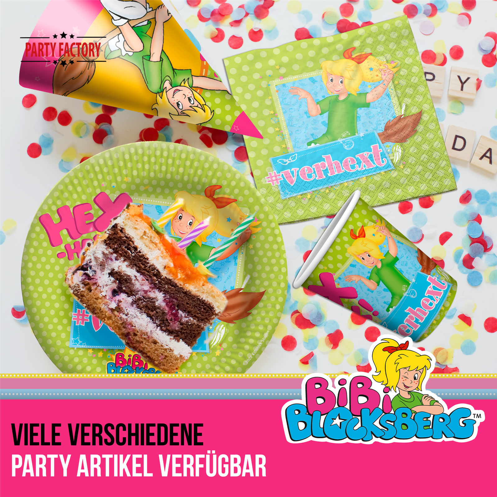 Party Factory `Bibi Blocksberg´ Party Popper 12er Set, 40 cm Konfettikanone mit bunt schimmerndem Konfetti, bis zu 8 m Flughöhe 4