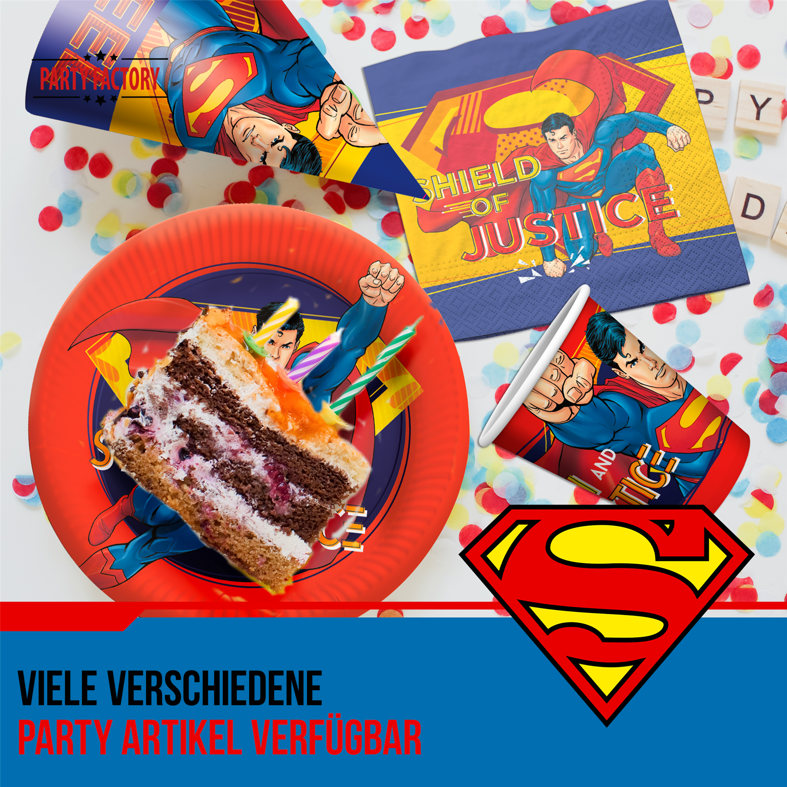 Party Factory `Superman´ Party Popper 10er Set, 40 cm Konfettikanone mit bunt schimmerndem Konfetti, bis zu 8 m Flughöhe 4