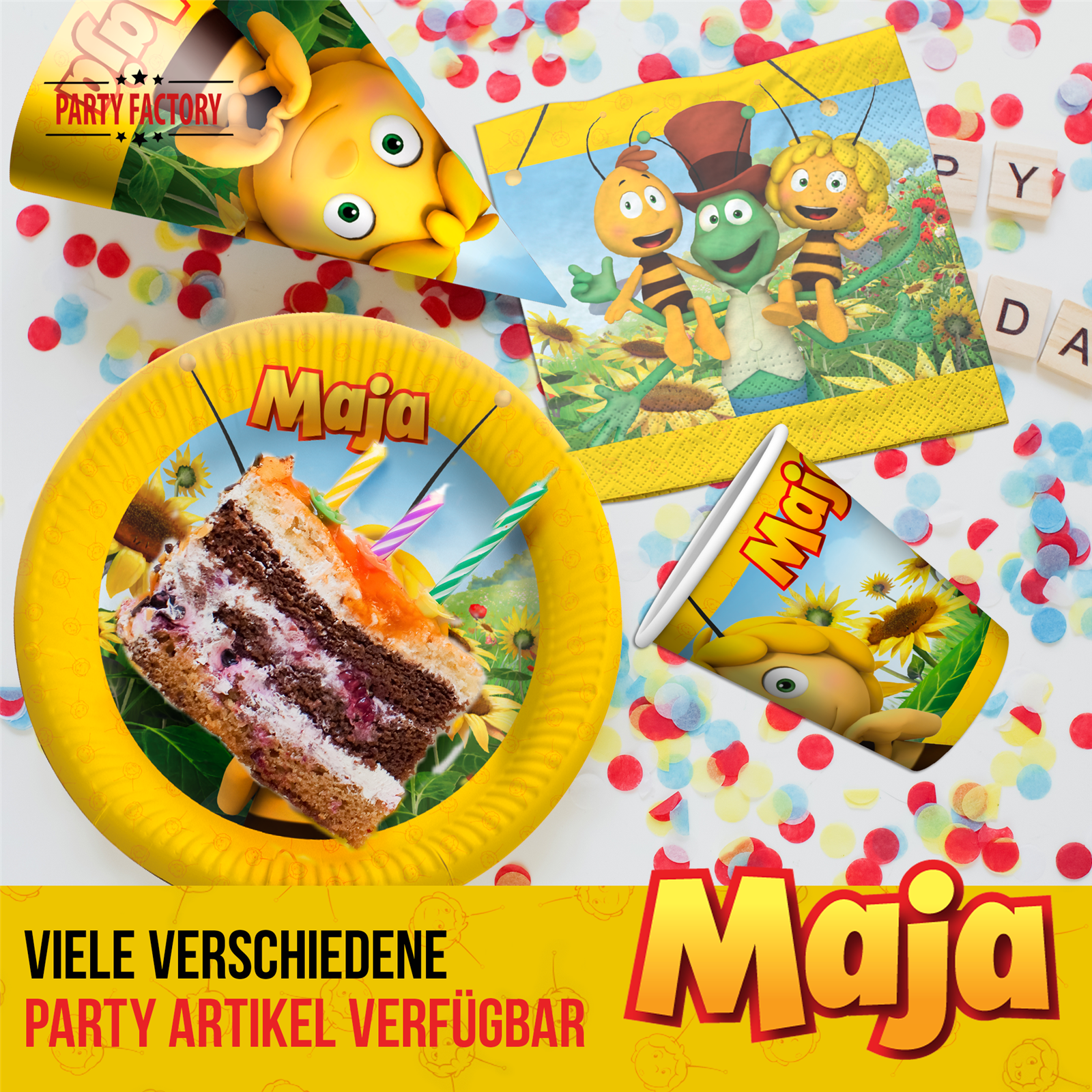 Party Factory `Biene Maja´ Party Popper 12er Set, 40 cm Konfettikanone mit bunt schimmerndem Konfetti, bis zu 8 m Flughöhe 4