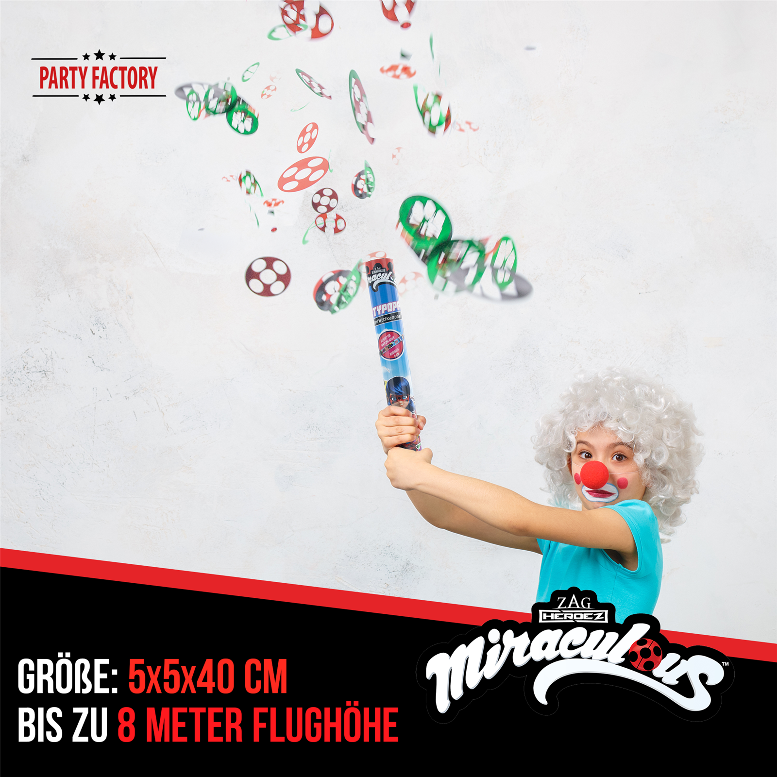 Party Factory `Miraculous´ Party Popper 12er Set, 40 cm Konfettikanone mit bunt schimmerndem Konfetti, bis zu 8 m Flughöhe 3
