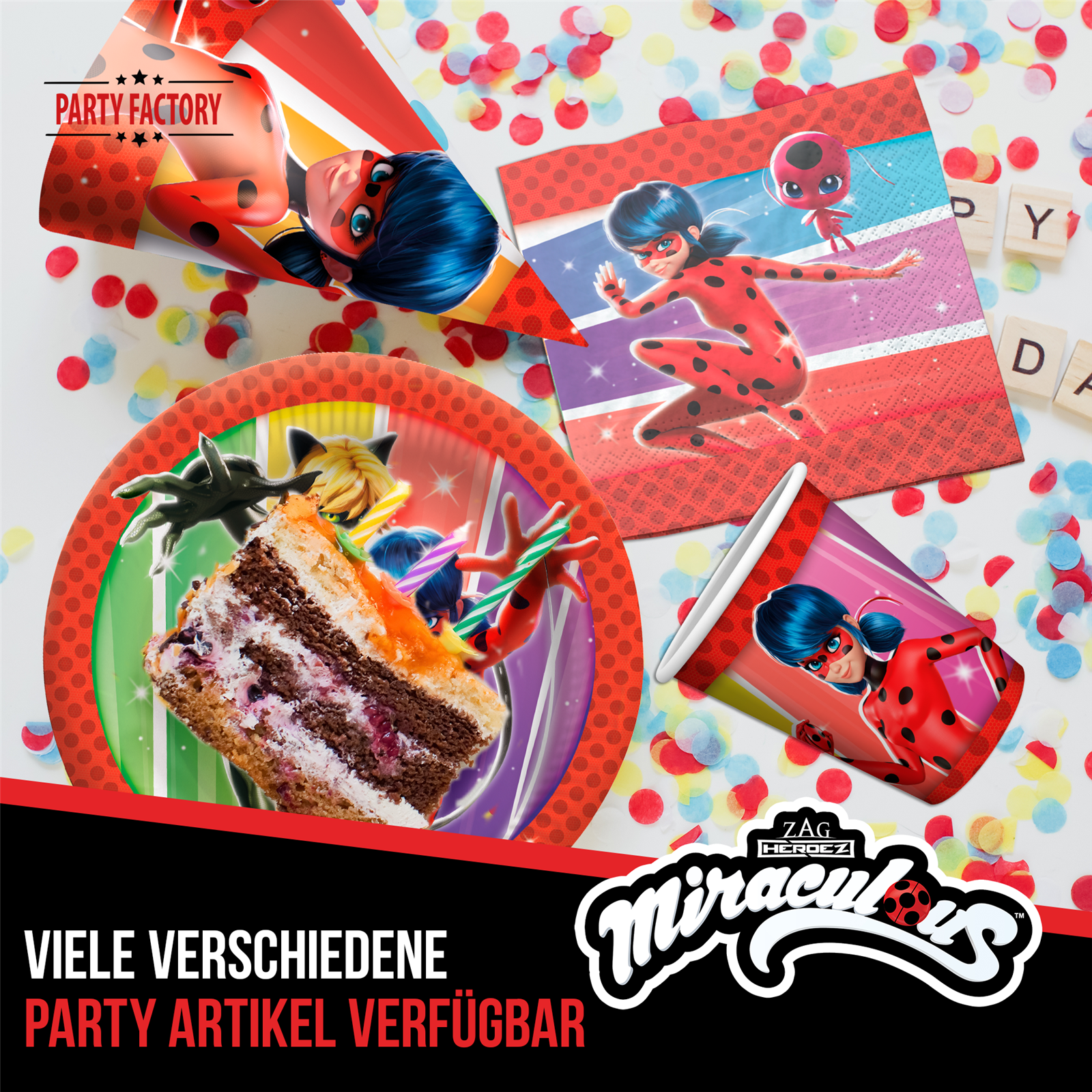 Party Factory `Miraculous´ Party Popper 12er Set, 40 cm Konfettikanone mit bunt schimmerndem Konfetti, bis zu 8 m Flughöhe 4