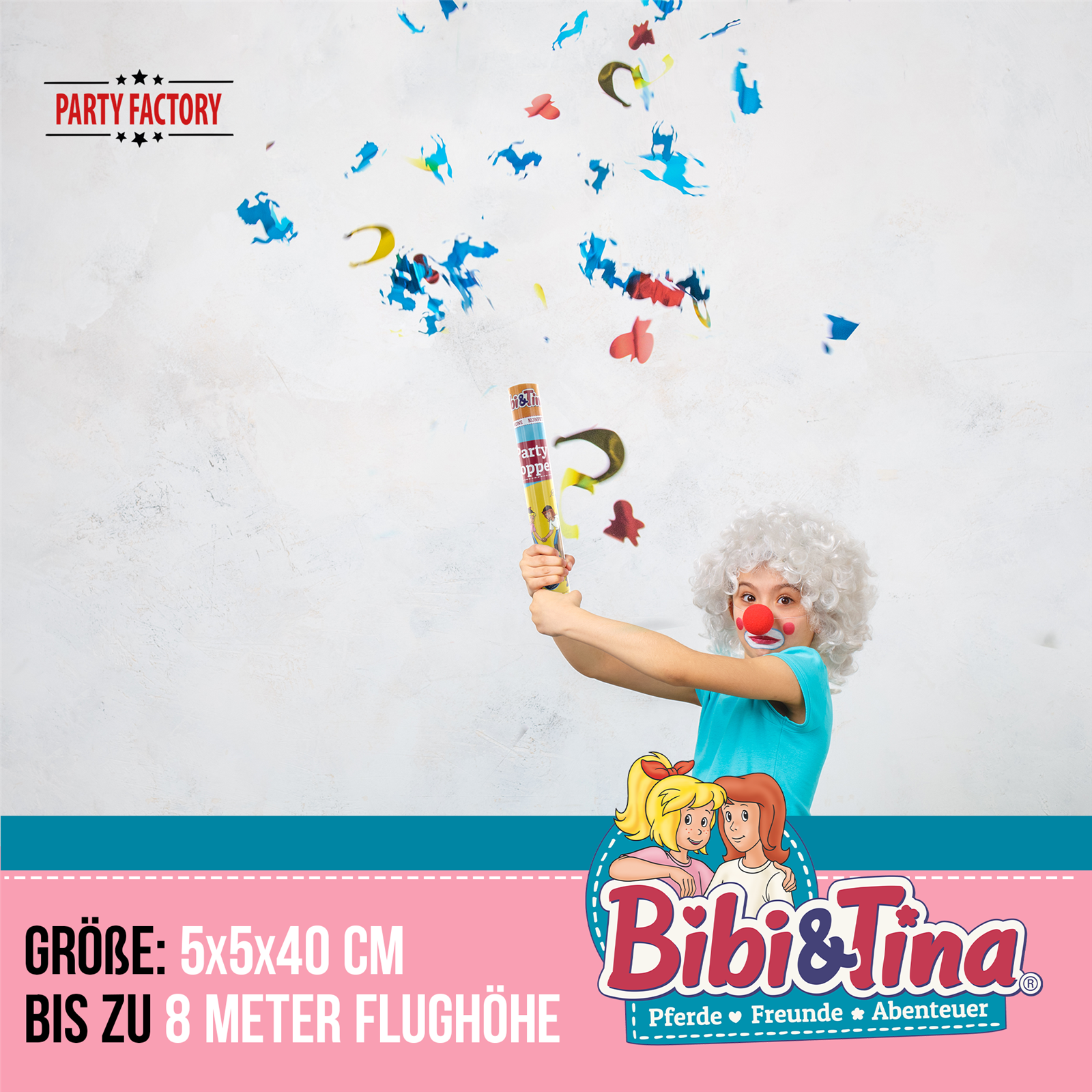 Party Factory `Bibi & Tina´ Party Popper 12er Set, 40 cm Konfettikanone mit bunt schimmerndem Konfetti, bis zu 8 m Flughöhe 3