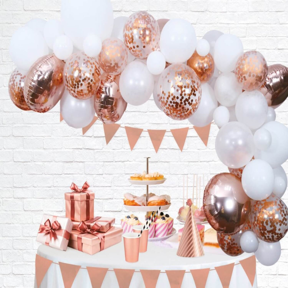 Ballongirlande Set roségold 71 Teile eleganter Ballonbogen für Hochzeit Jubiläum 1