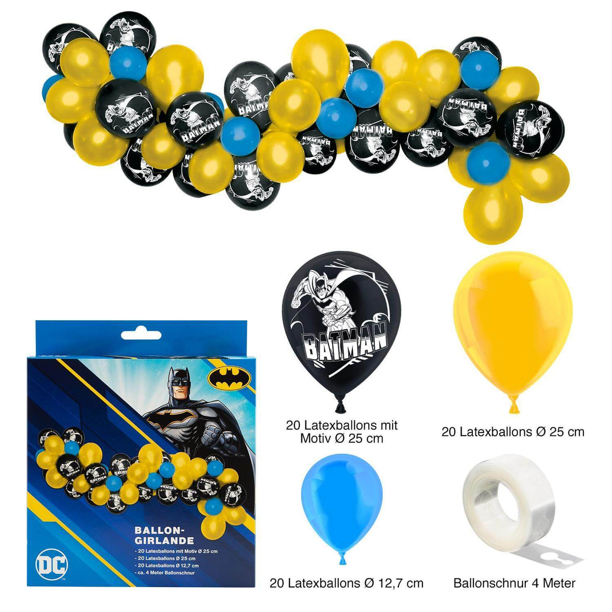 Batman Ballongirlande Set 60-teilig