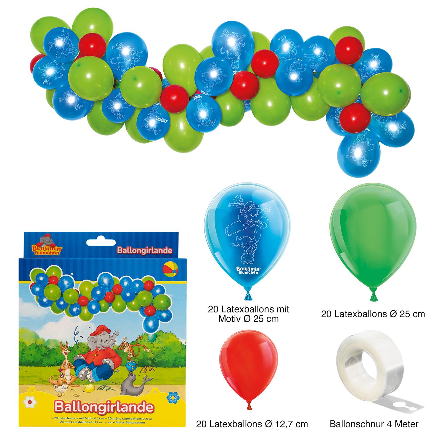 Benjamin Blümchen Ballongirlande Set 60-teilig