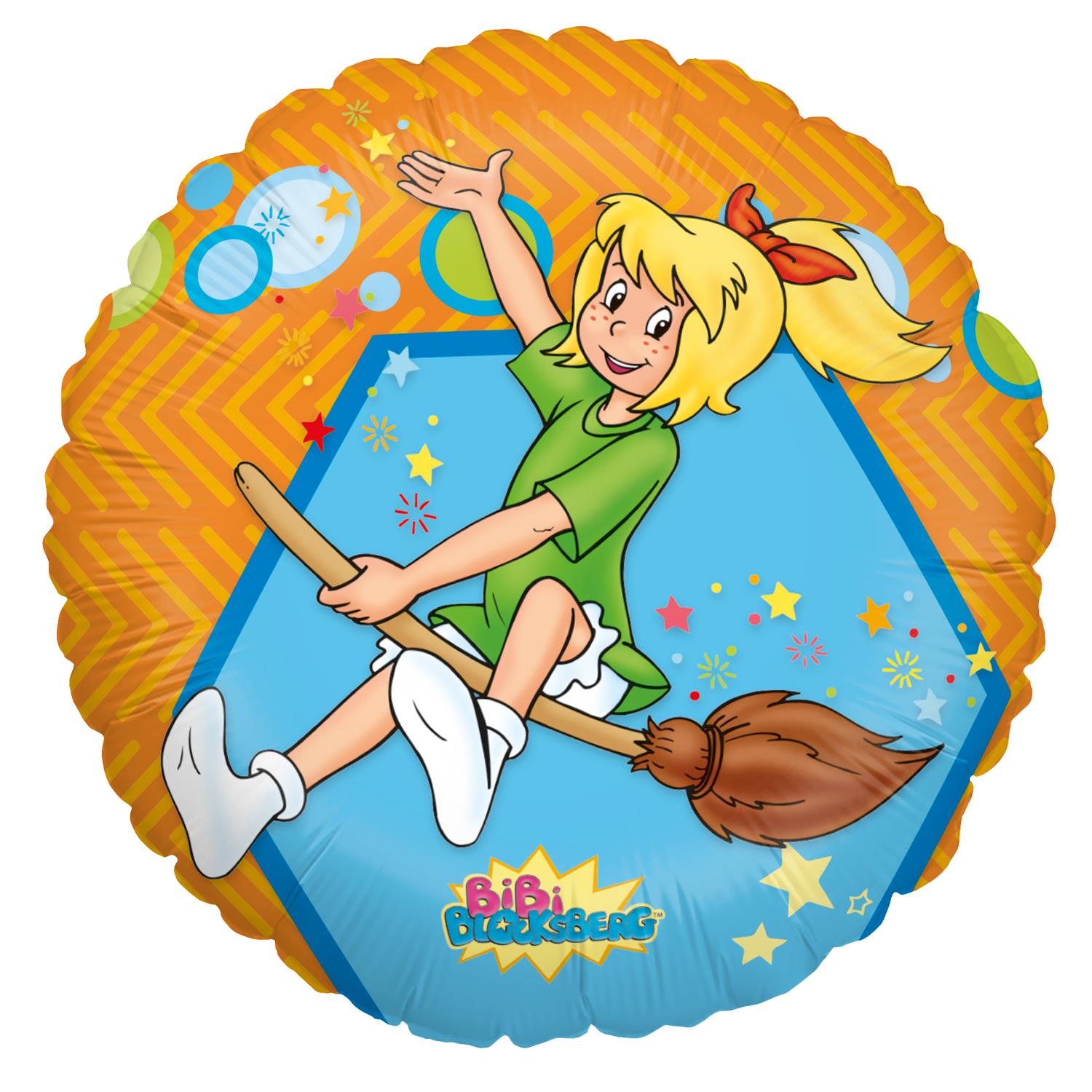 Bibi Blocksberg Folienballon - rund Hexe auf Besen