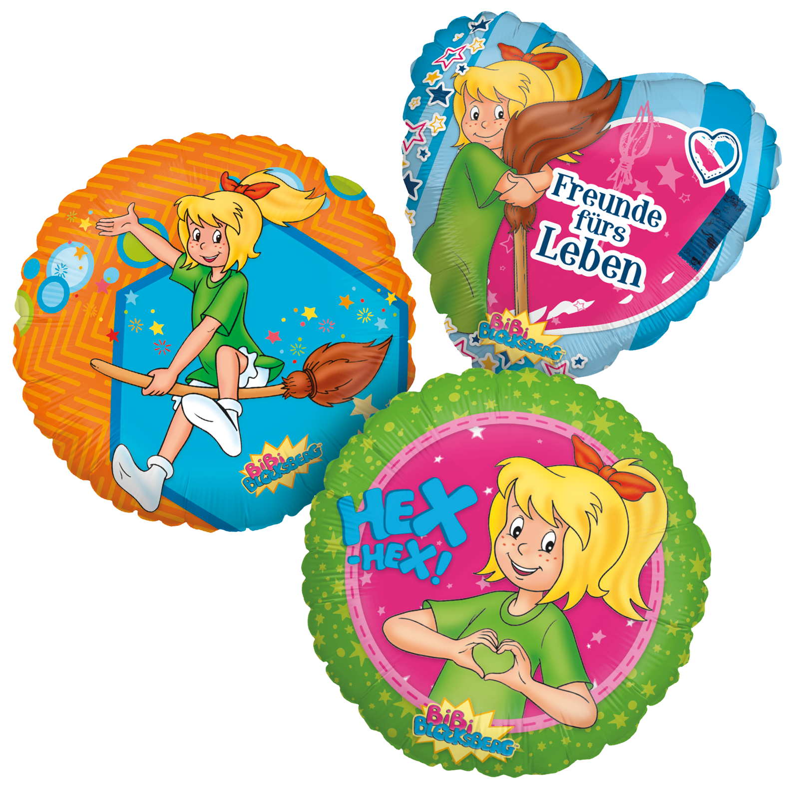 Bibi Blocksberg 3er-Set Folienballons bunt Ø45 cm