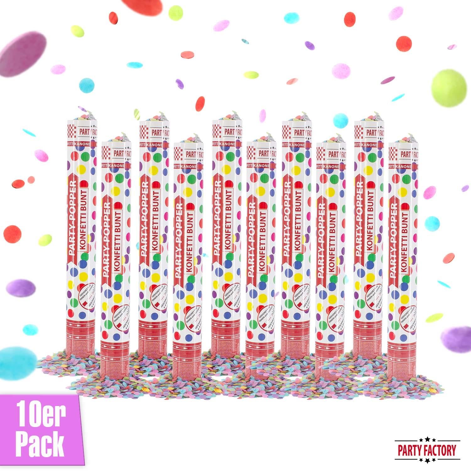 Party-Popper 40 cm buntes Konfetti, 10er Set
