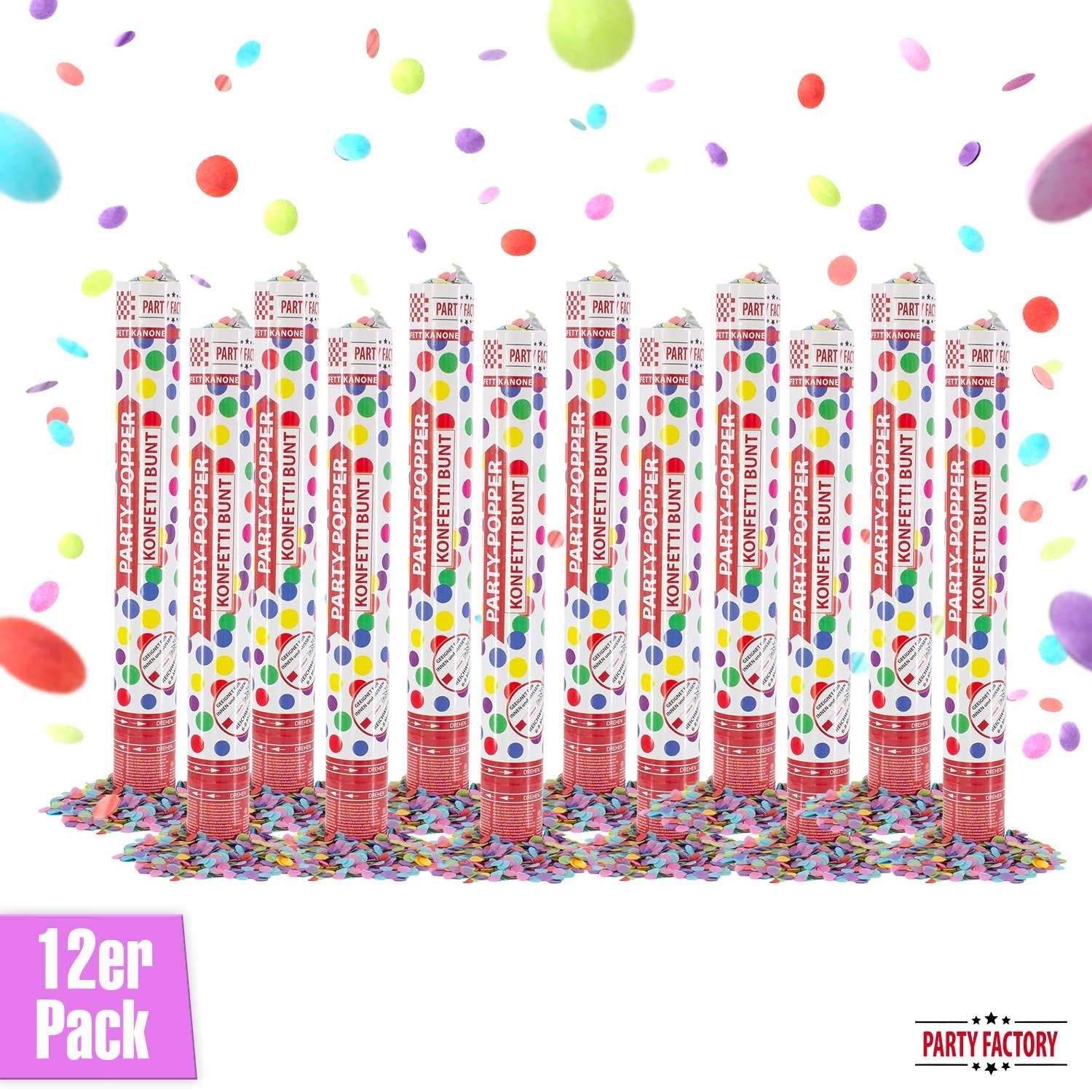 Party-Popper 40 cm buntes Konfetti, 12er Set
