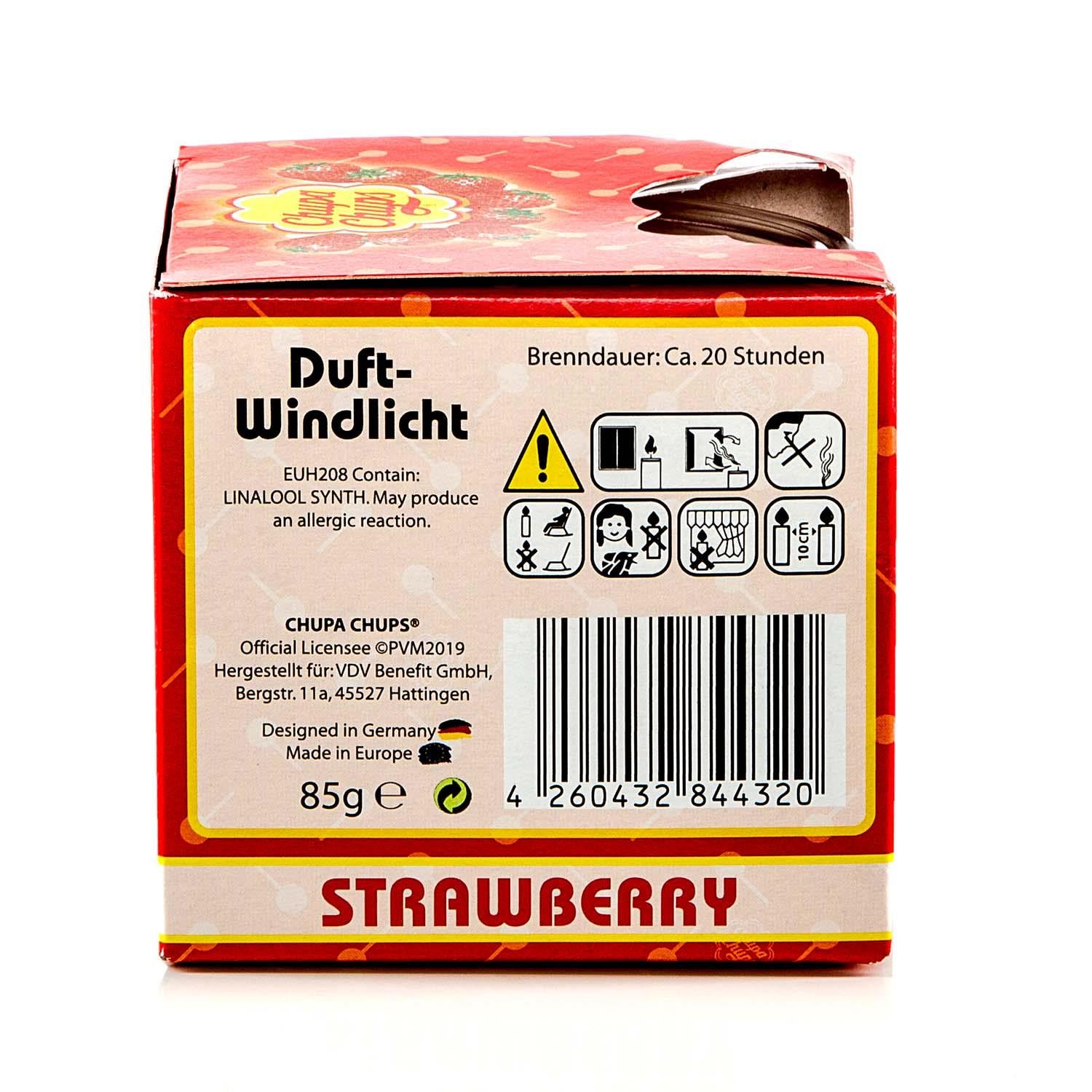 4er Set Chupa Chups Windlichter 2x Strawberry & 2x Strawberry Cream 4