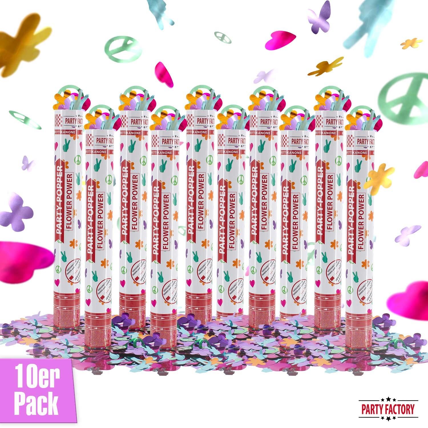 Party-Popper 40 cm Flower Power, 10er Set