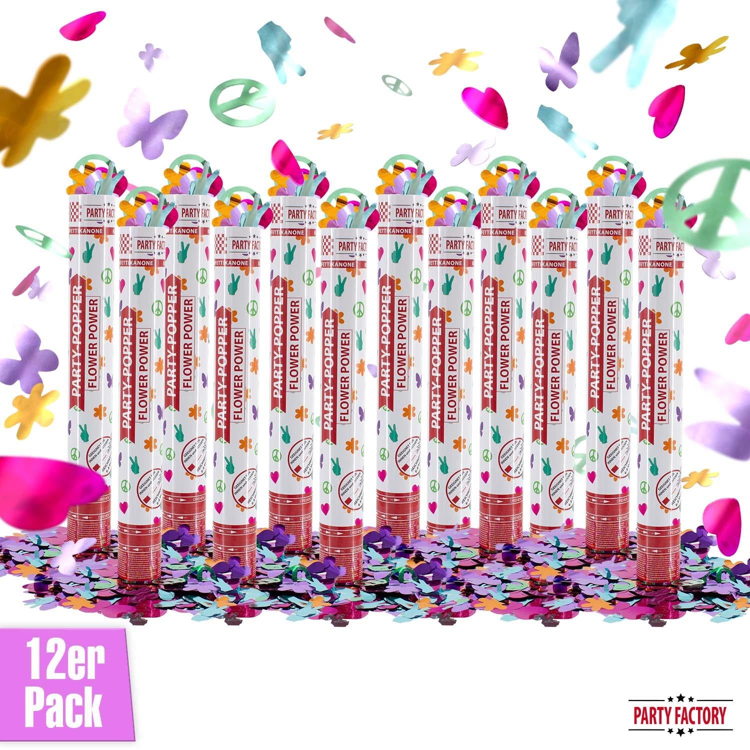 Party-Popper 40 cm Flower Power, 12er Set