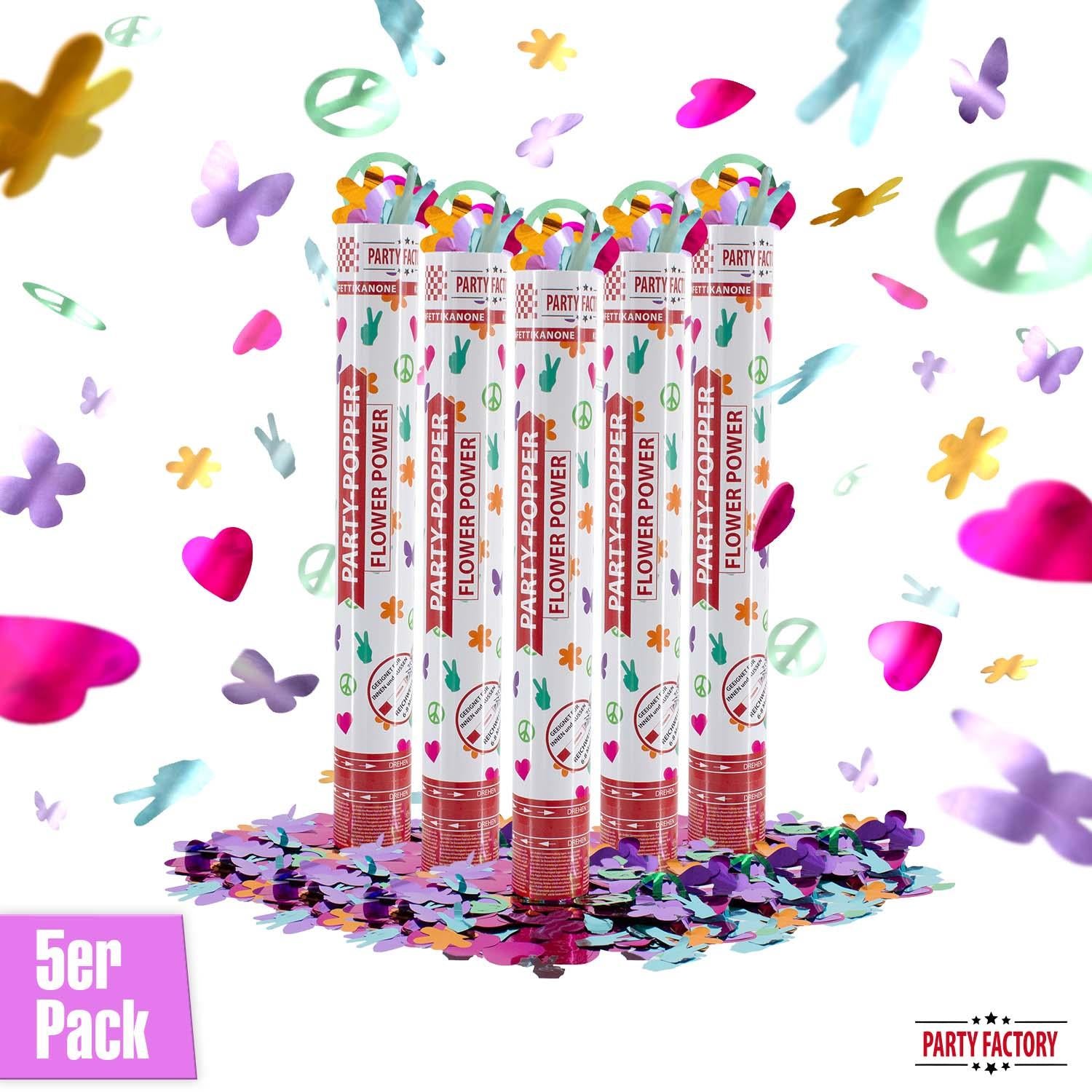 Party-Popper 40 cm Flower Power, 5er Set