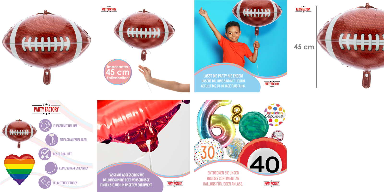 Folienballon American Football 69x62cm – Ballon Deko Sport Party Super Bowl 8