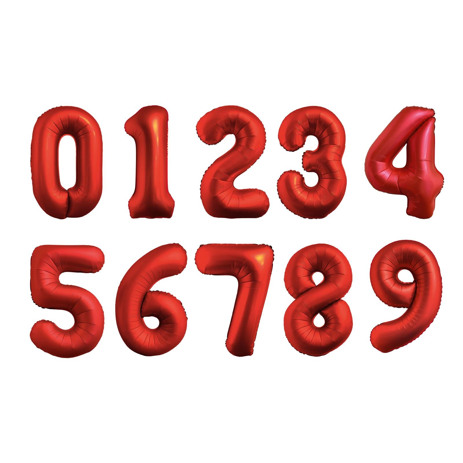 Folienballons Zahlenballon matt rot 100 cm Zahl 0-9