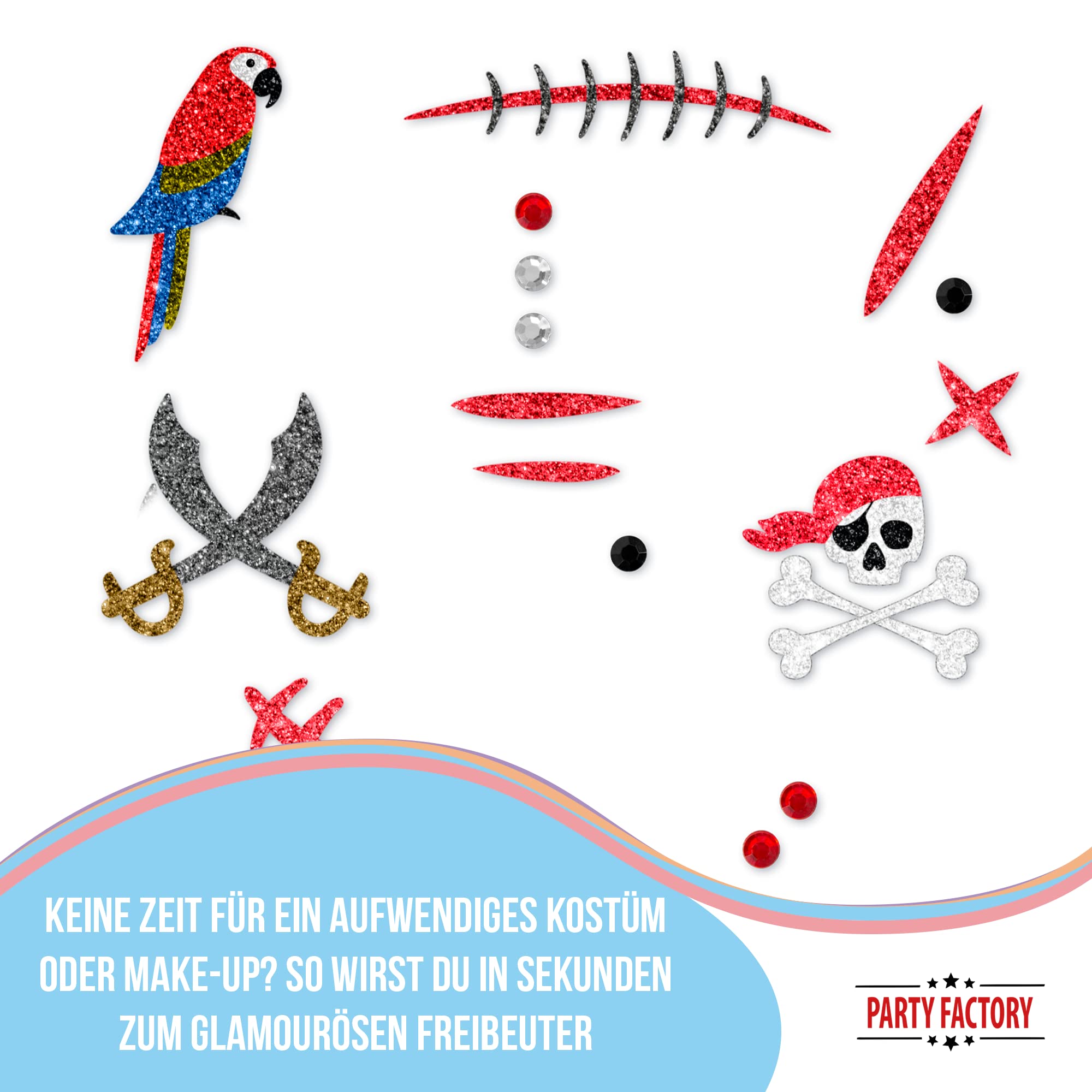 Glitter Face Tattoo - Piraten 3