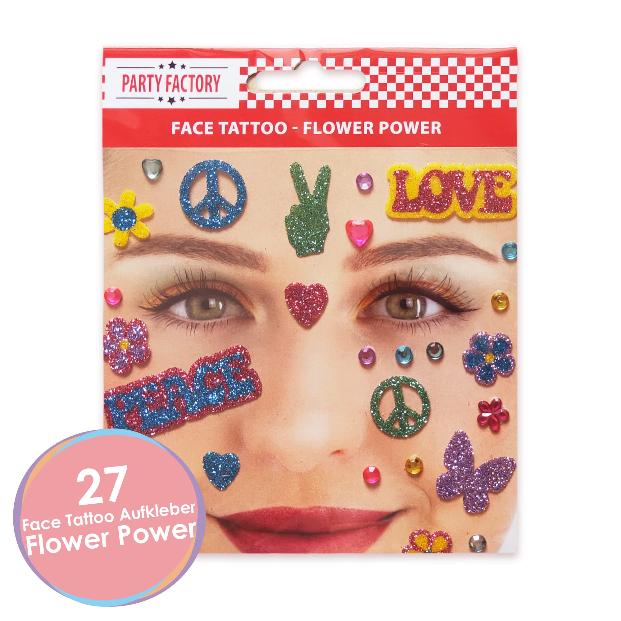 Glitter Face Tattoo - Flower Power 2