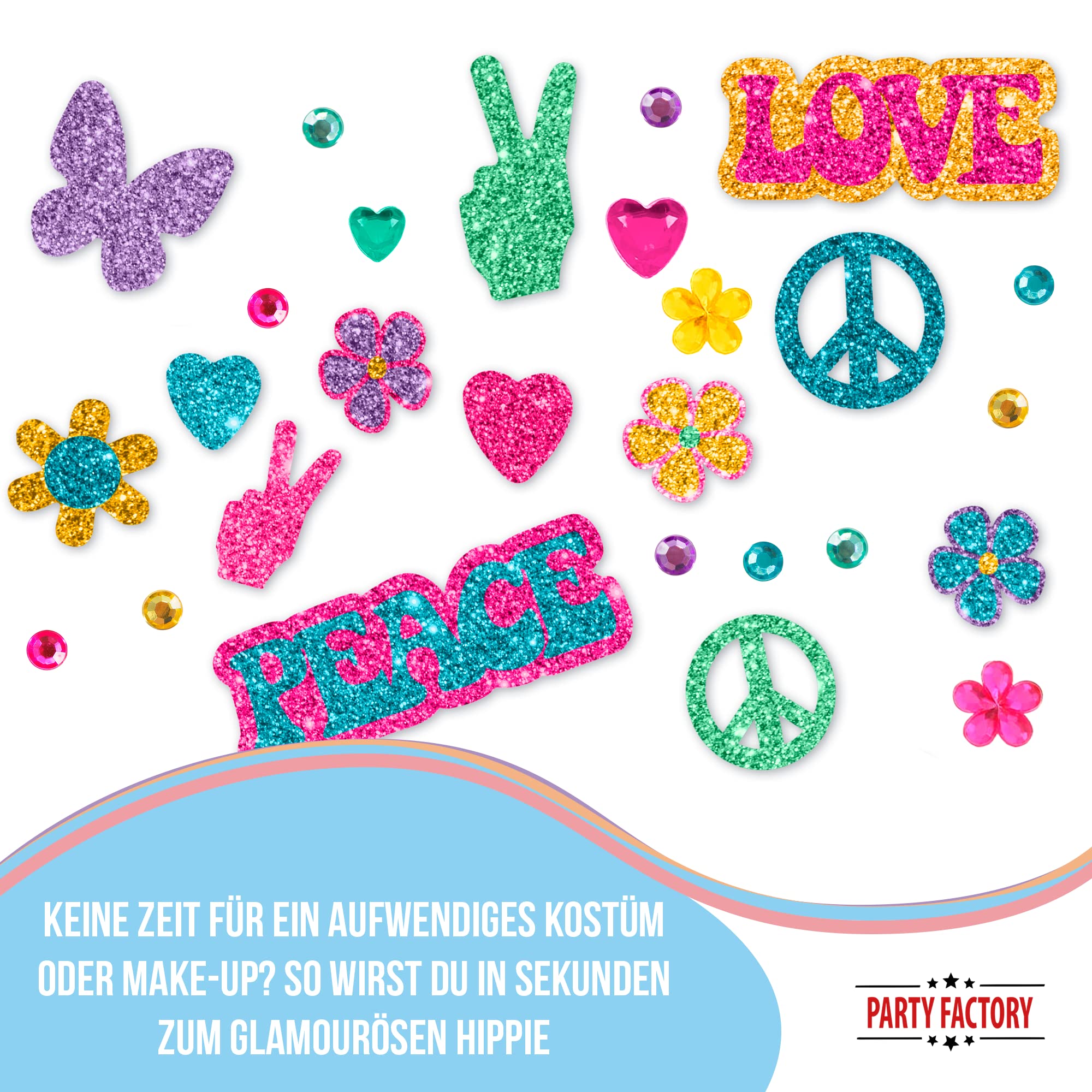 Glitter Face Tattoo - Flower Power 3