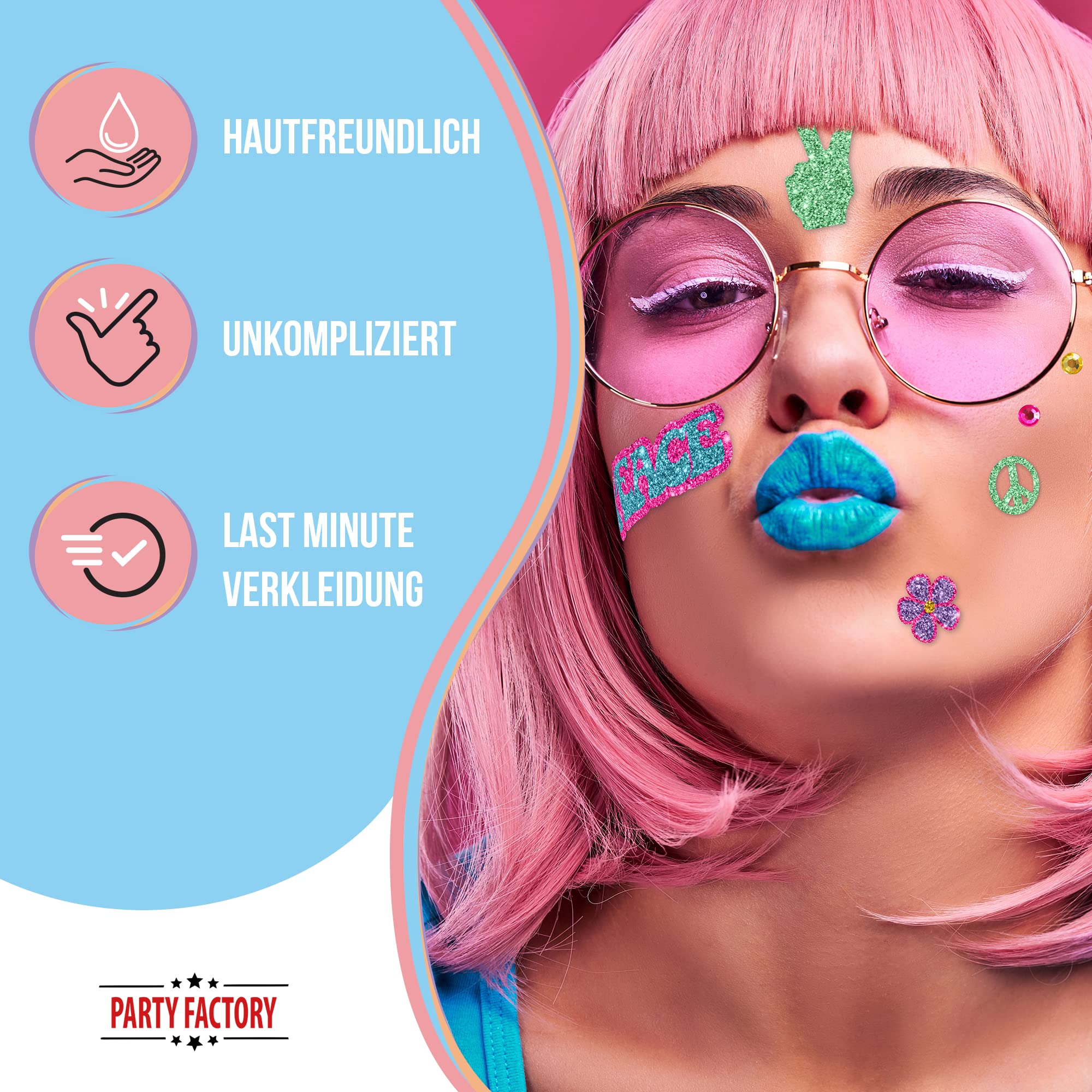 Glitter Face Tattoo - Flower Power 4