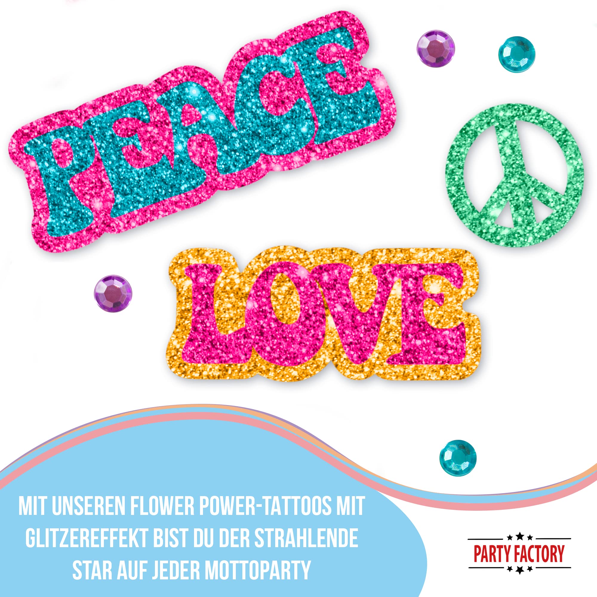Glitter Face Tattoo - Flower Power 5