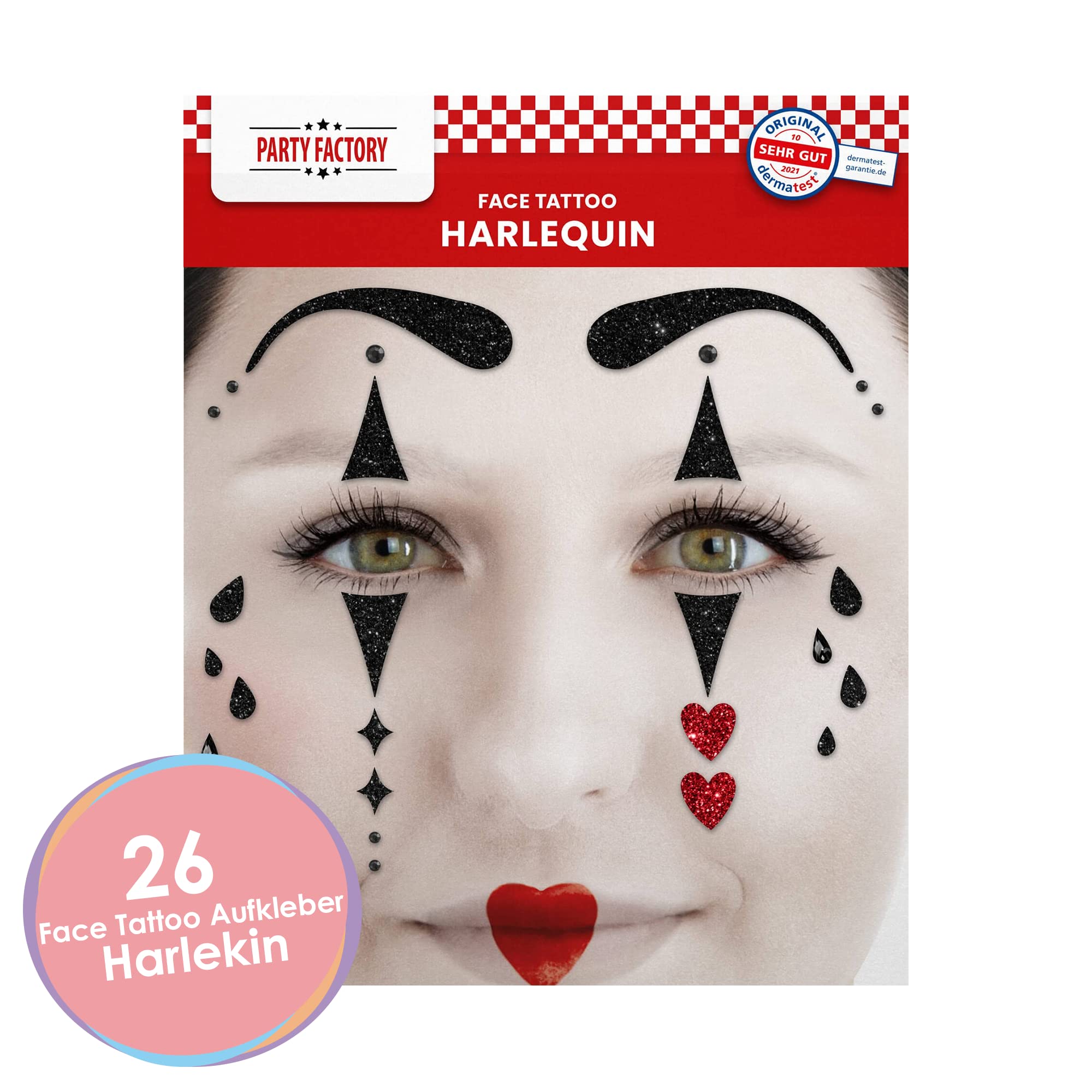 Glitter Face Tattoo - Harlequin 2