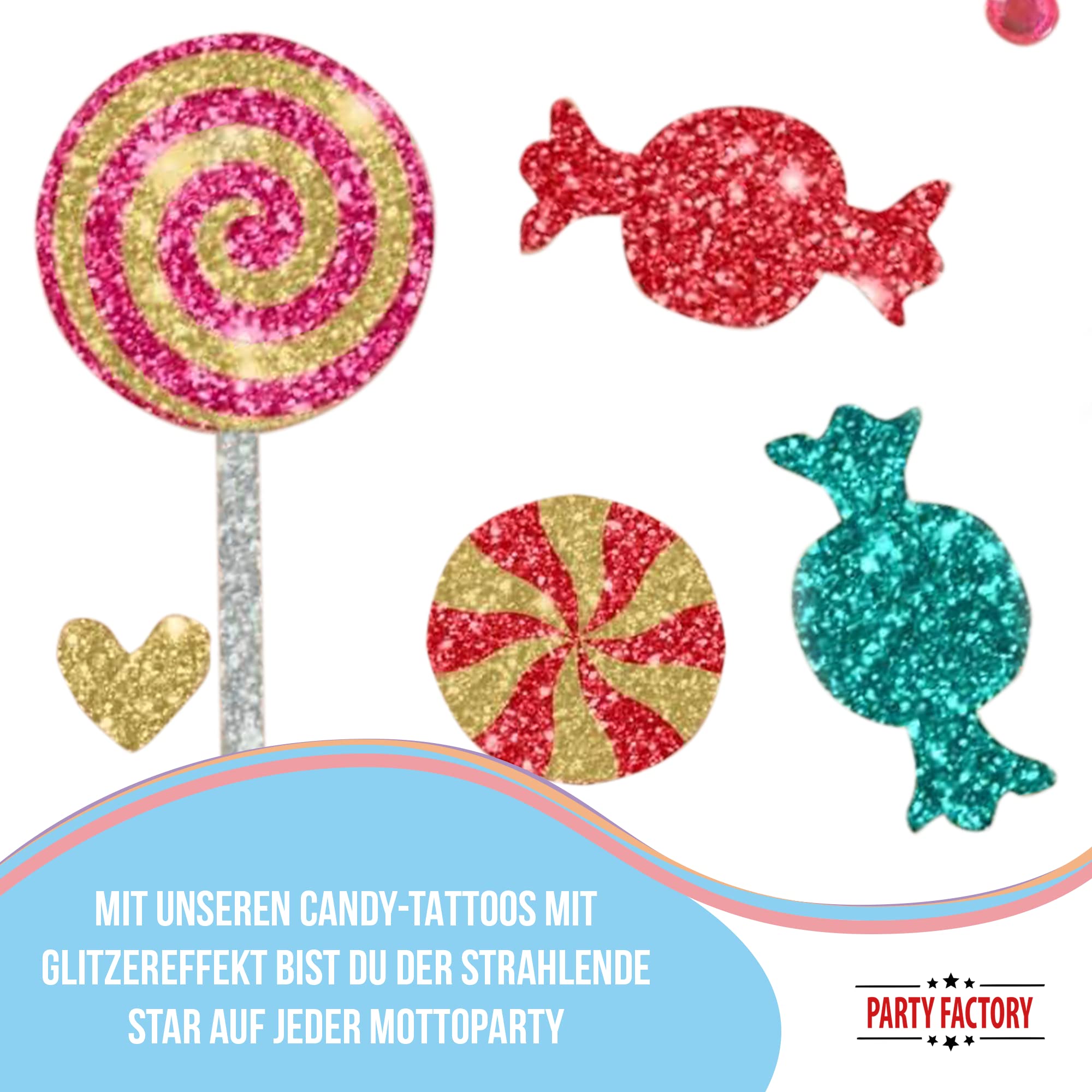 Glitter Face Tattoo - Candy Party 5