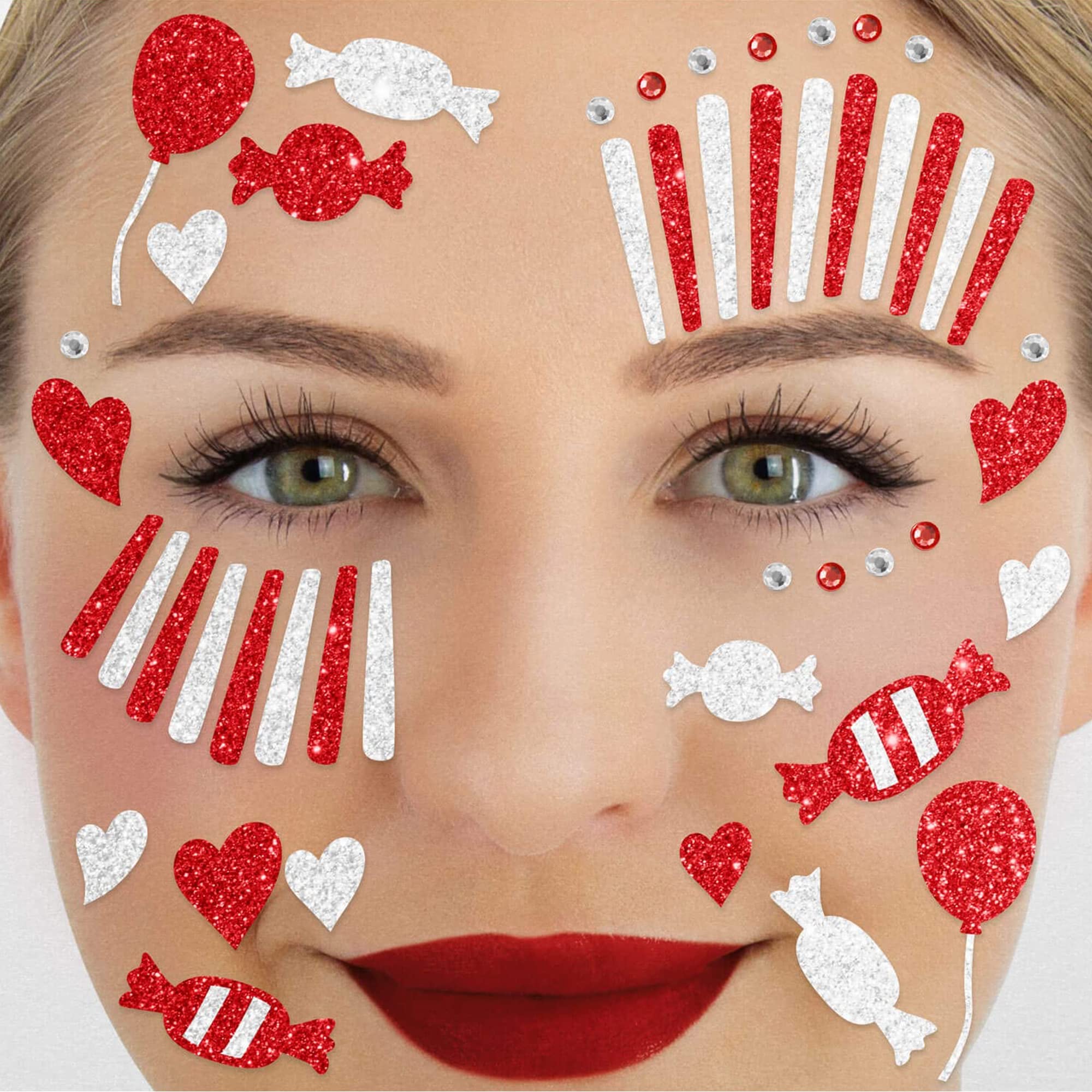 Glitter Face Tattoo - Roter Clown