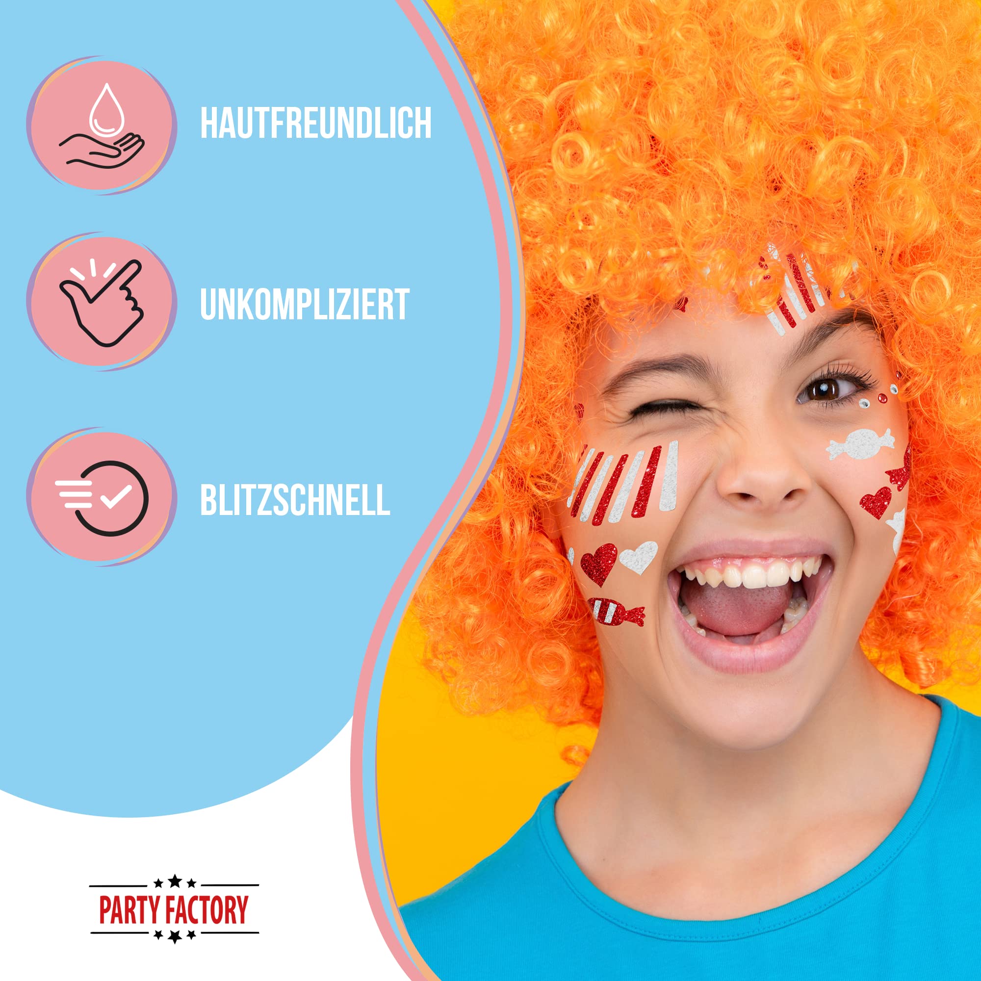 Glitter Face Tattoo - Roter Clown 4