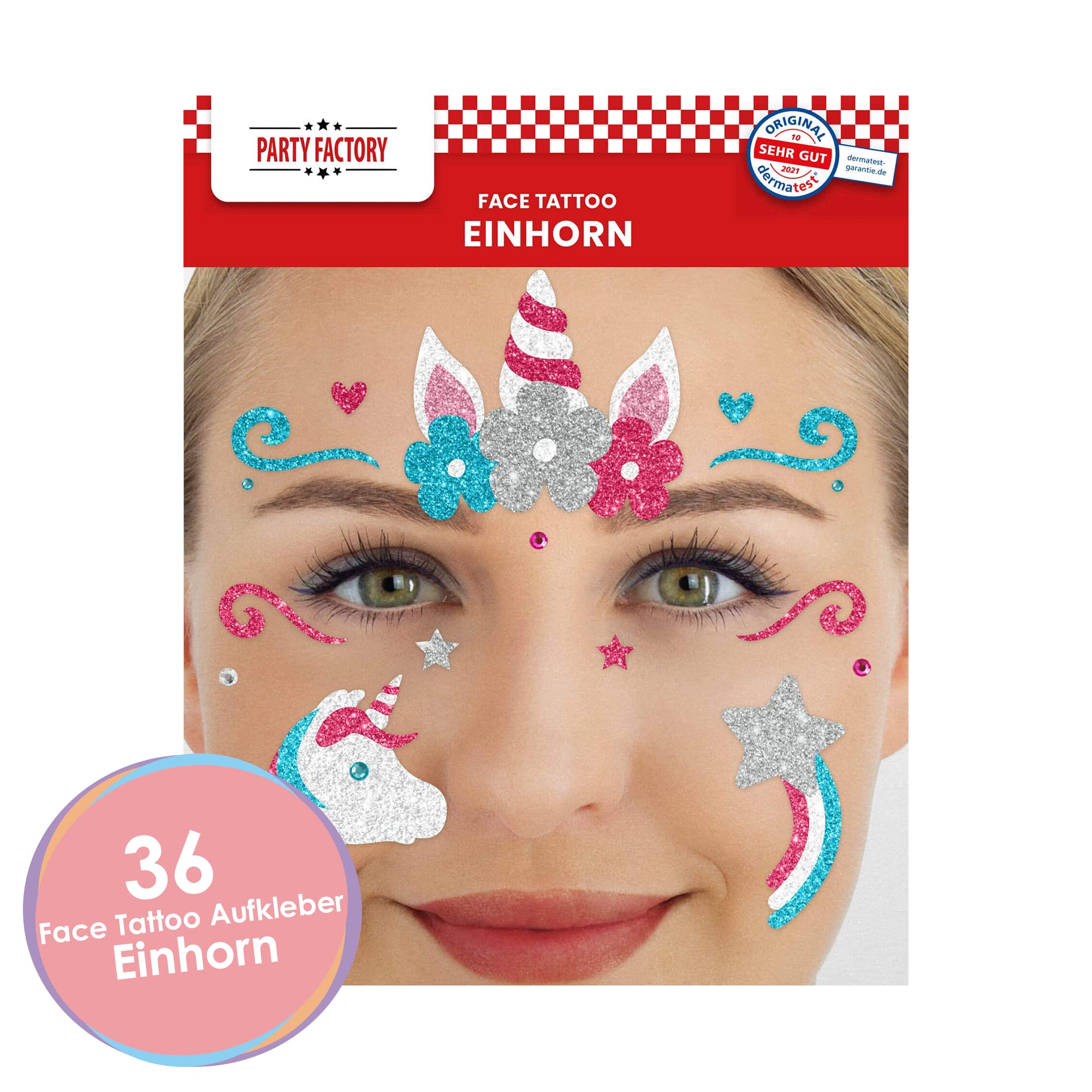 Glitter Face Tattoo - Einhorn 2