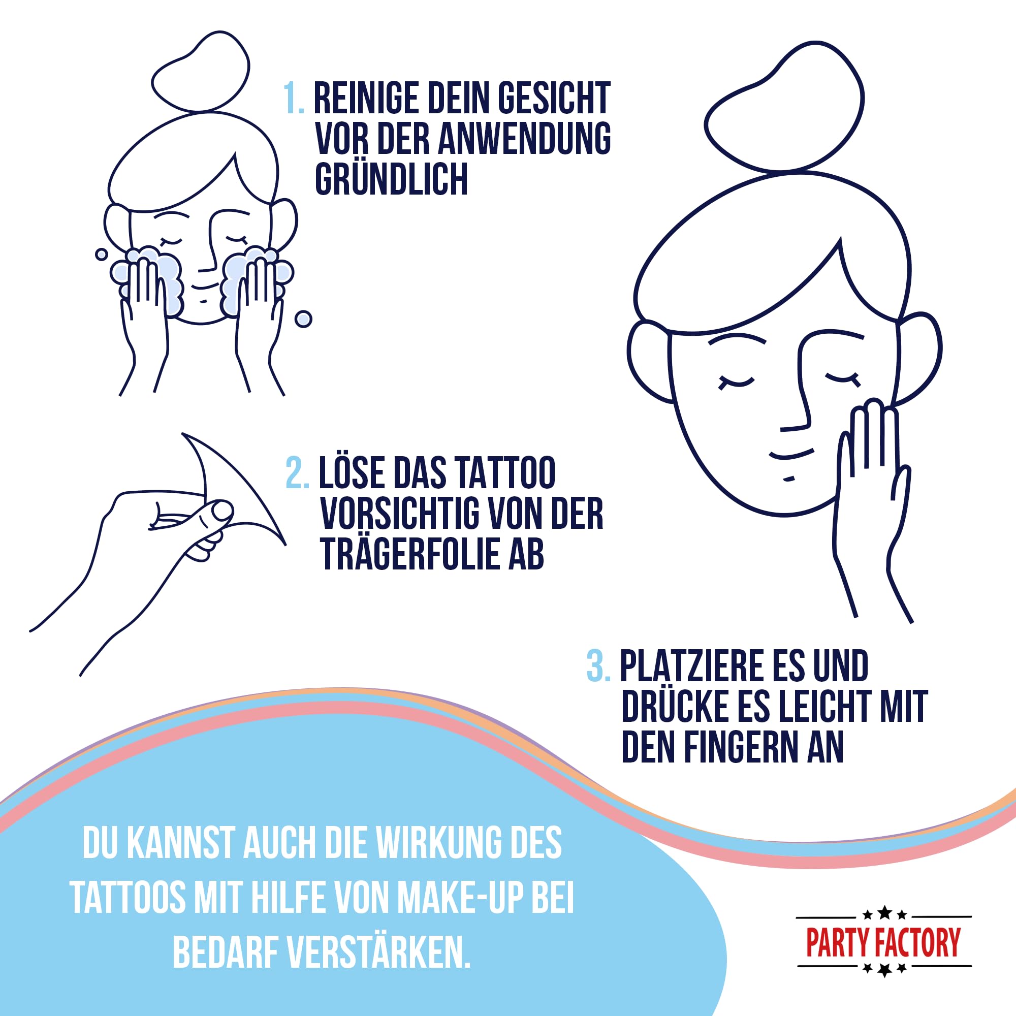 Glitter Face Tattoo - Clown Blau 6