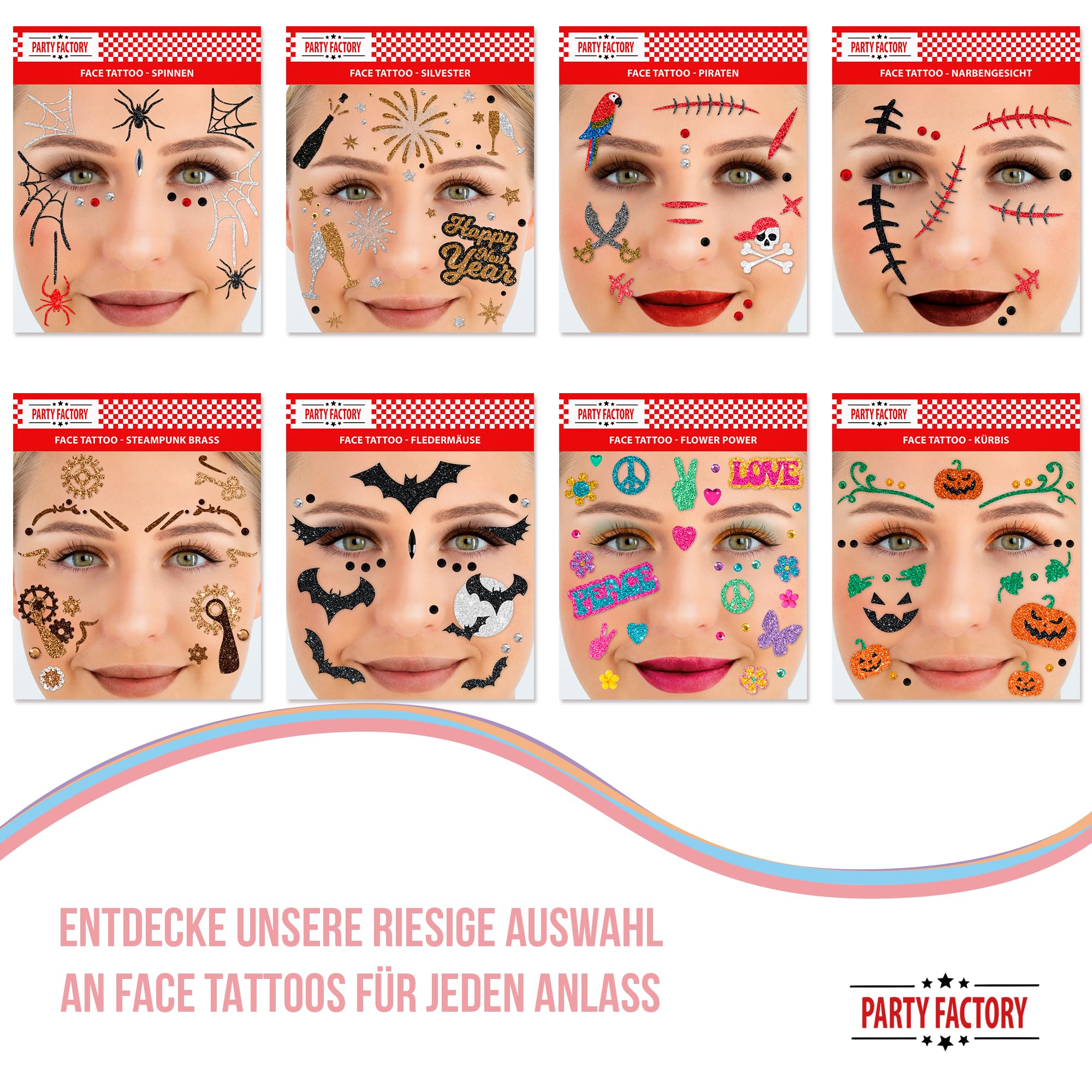 Glitter Face Tattoo - Clown Bunt 7