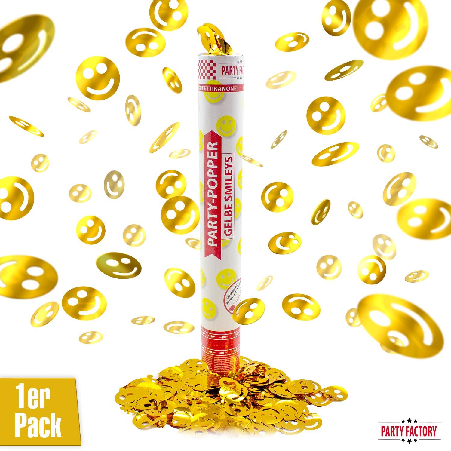 Party-Popper 40 cm Gelbe Smileys