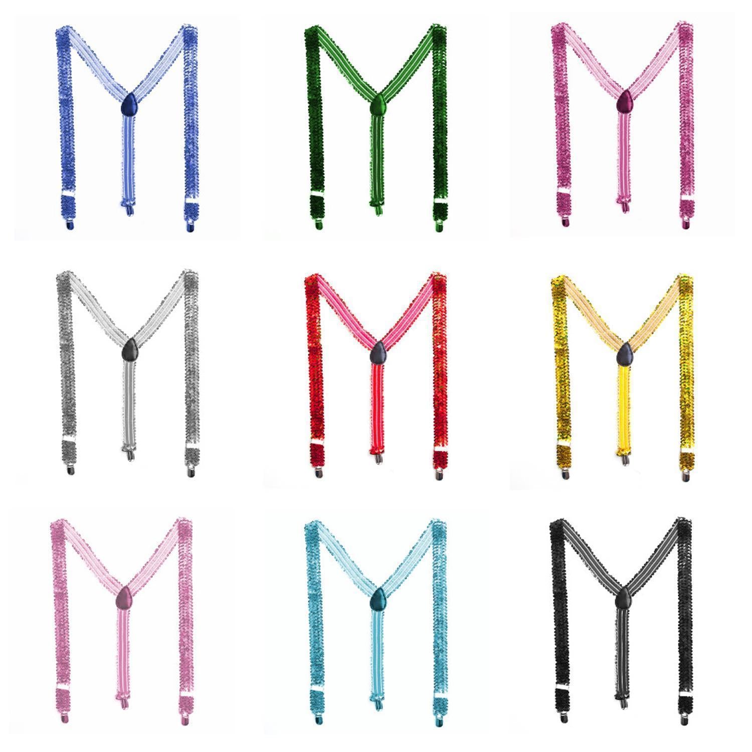 Paillettenhosenträger Damen Herren in Y-Form orm Clips schmall neon oder bunt farbig