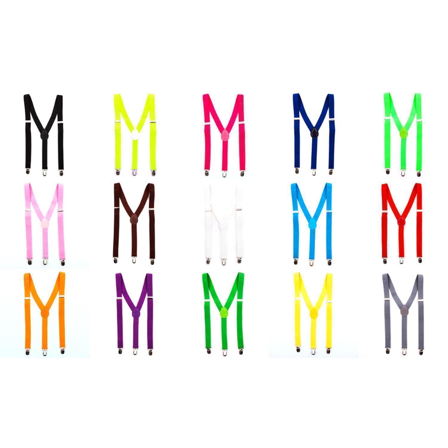 Hosentraeger Damen Herren Y-Form Clips schmal Neon bunt farbig