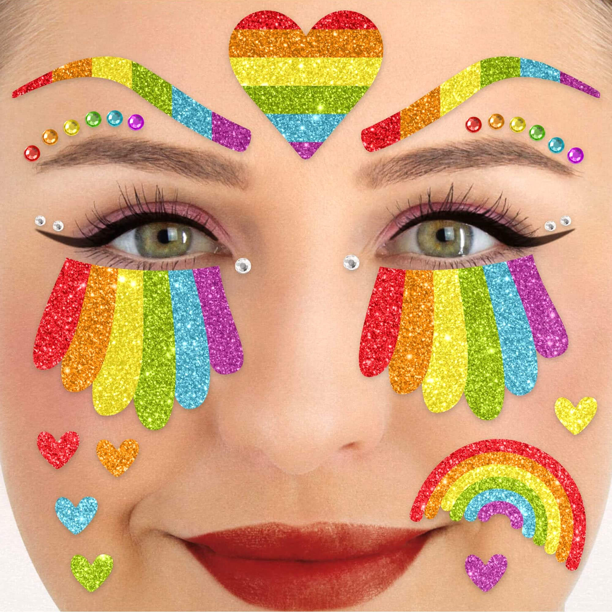 Glitter Face Tattoo - Regenbogen