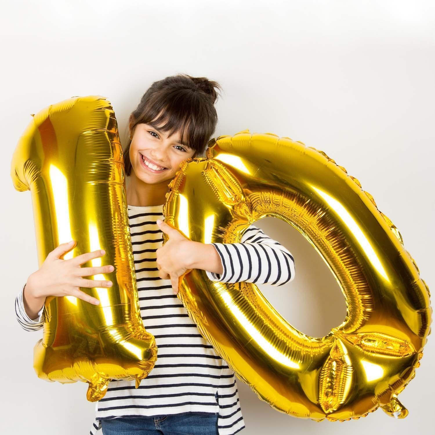 Folienballons Zahlenballon in Gold 100 cm Zahl 0-9 glänzend 4