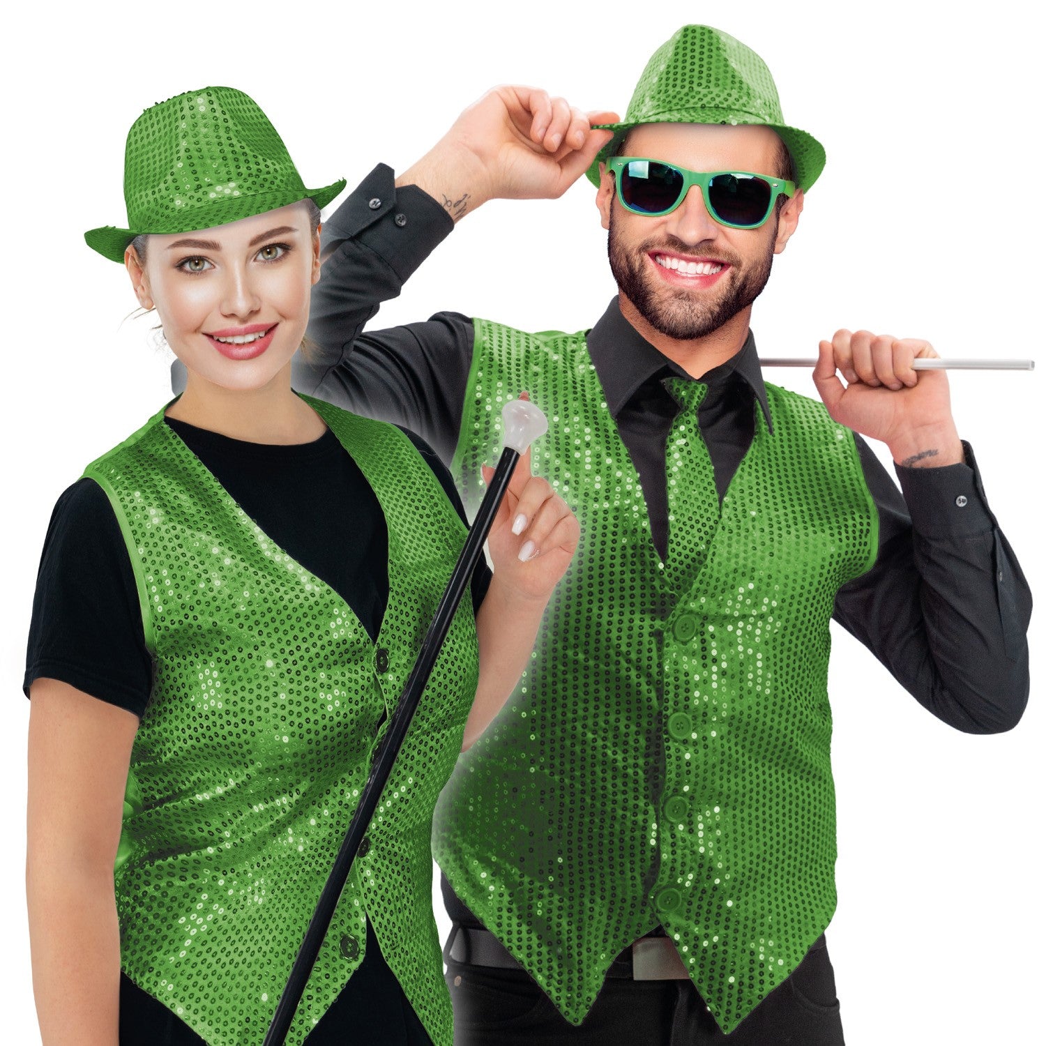 Pailletten Weste unisex - Dunkelgrün 6