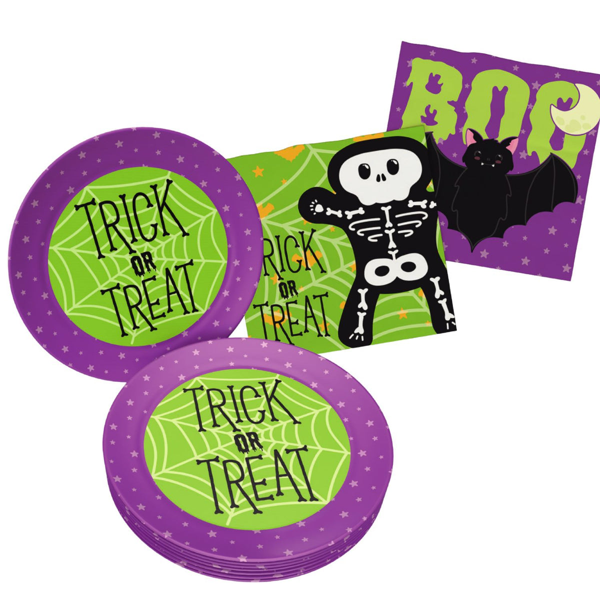 Halloween Skelett 36-teiliges Party-Set mit 16 Tellern 20 Servietten