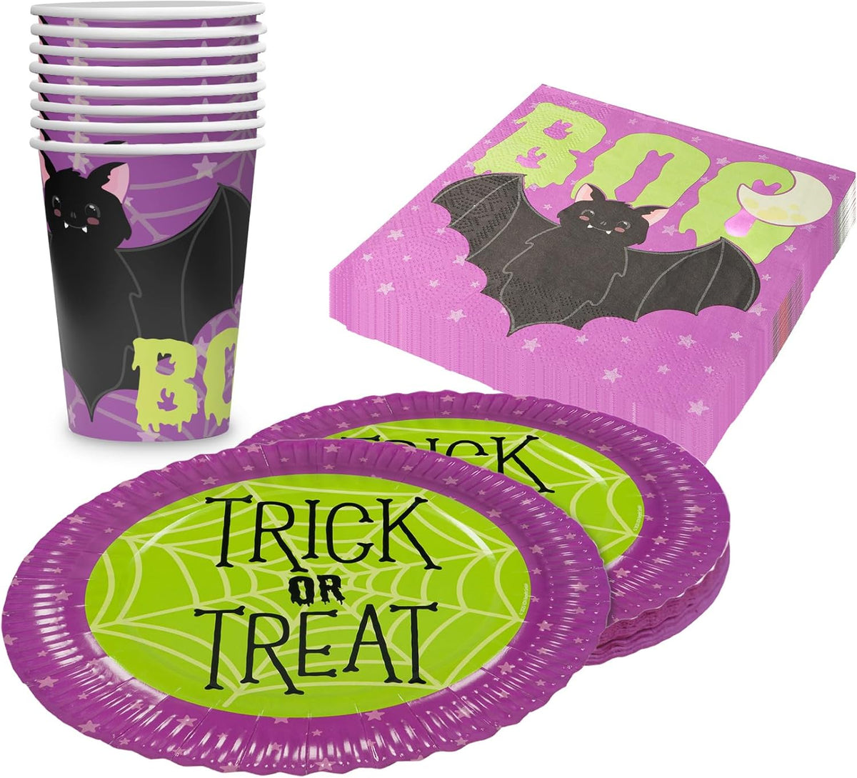 Halloween Skelett 36-teiliges Party-Set mit Tellern Bechern Servietten Party