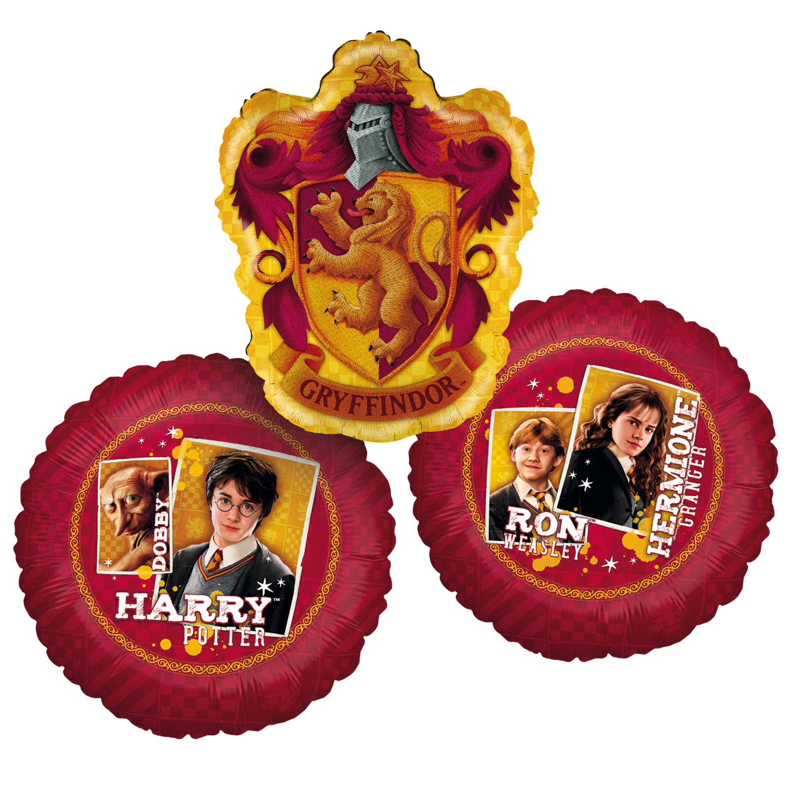 Harry Potter 3er-Set Folienballons Ø45 cm rot-gold