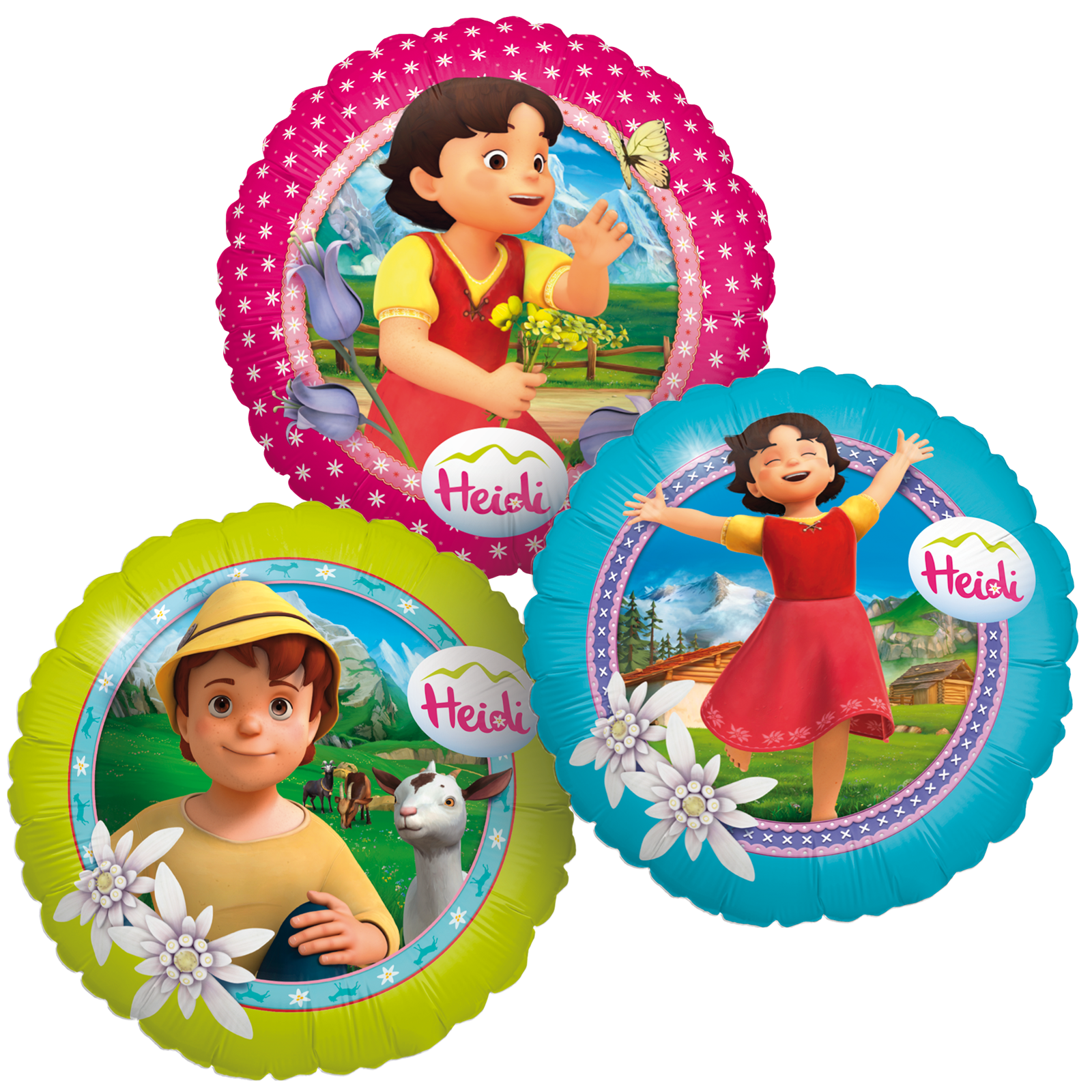 Heidi 3er-Set Folienballons Ø45 cm bunt
