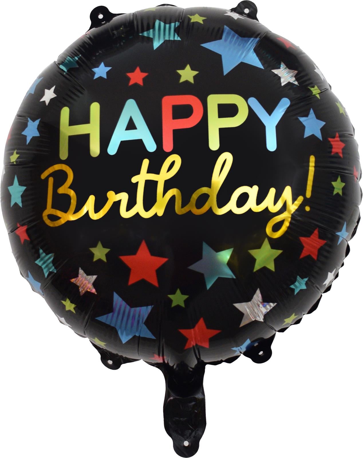 Folienballon Rund Happy Birthday Sterne bunt 45cm