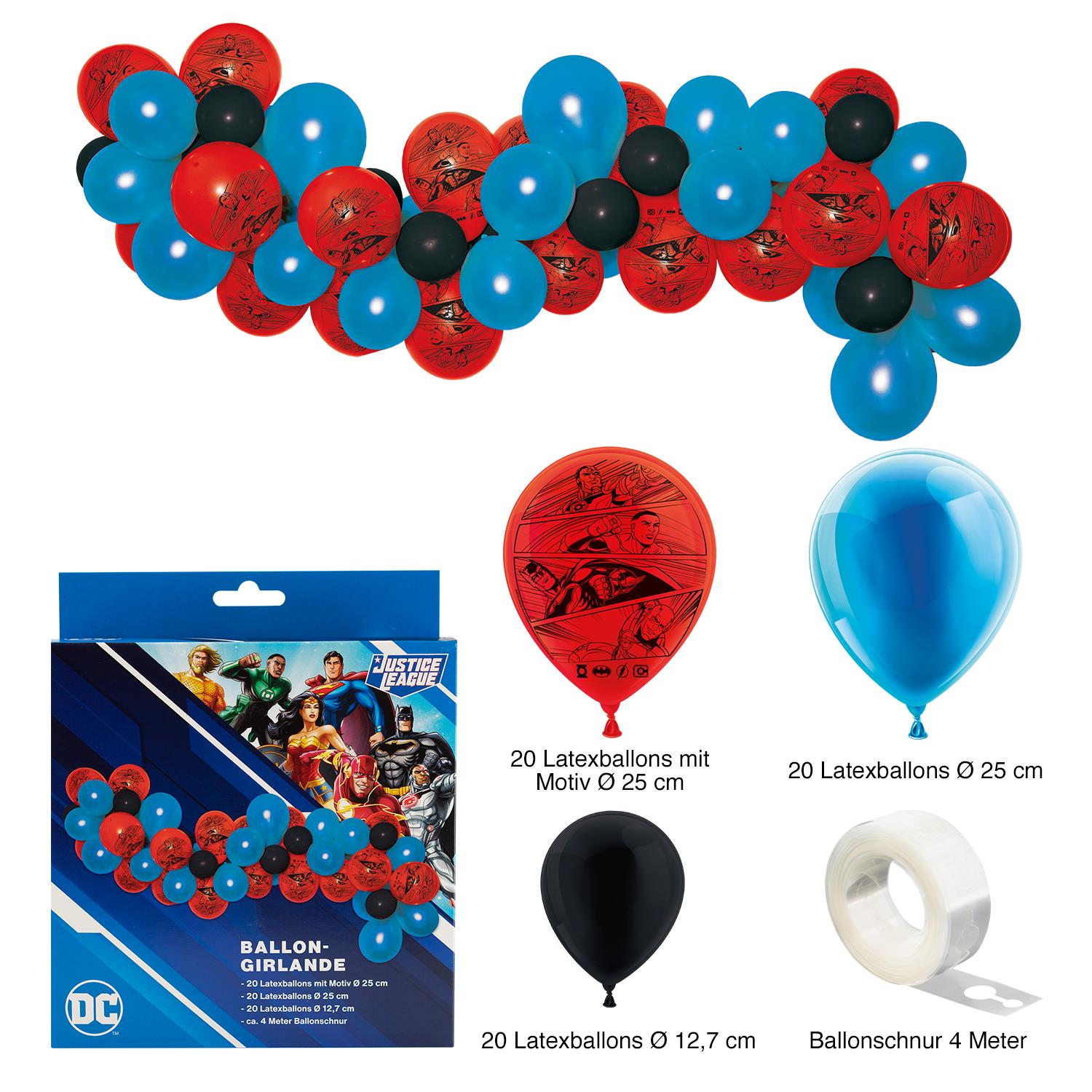 Justice League Ballongirlande Set 60-teilig