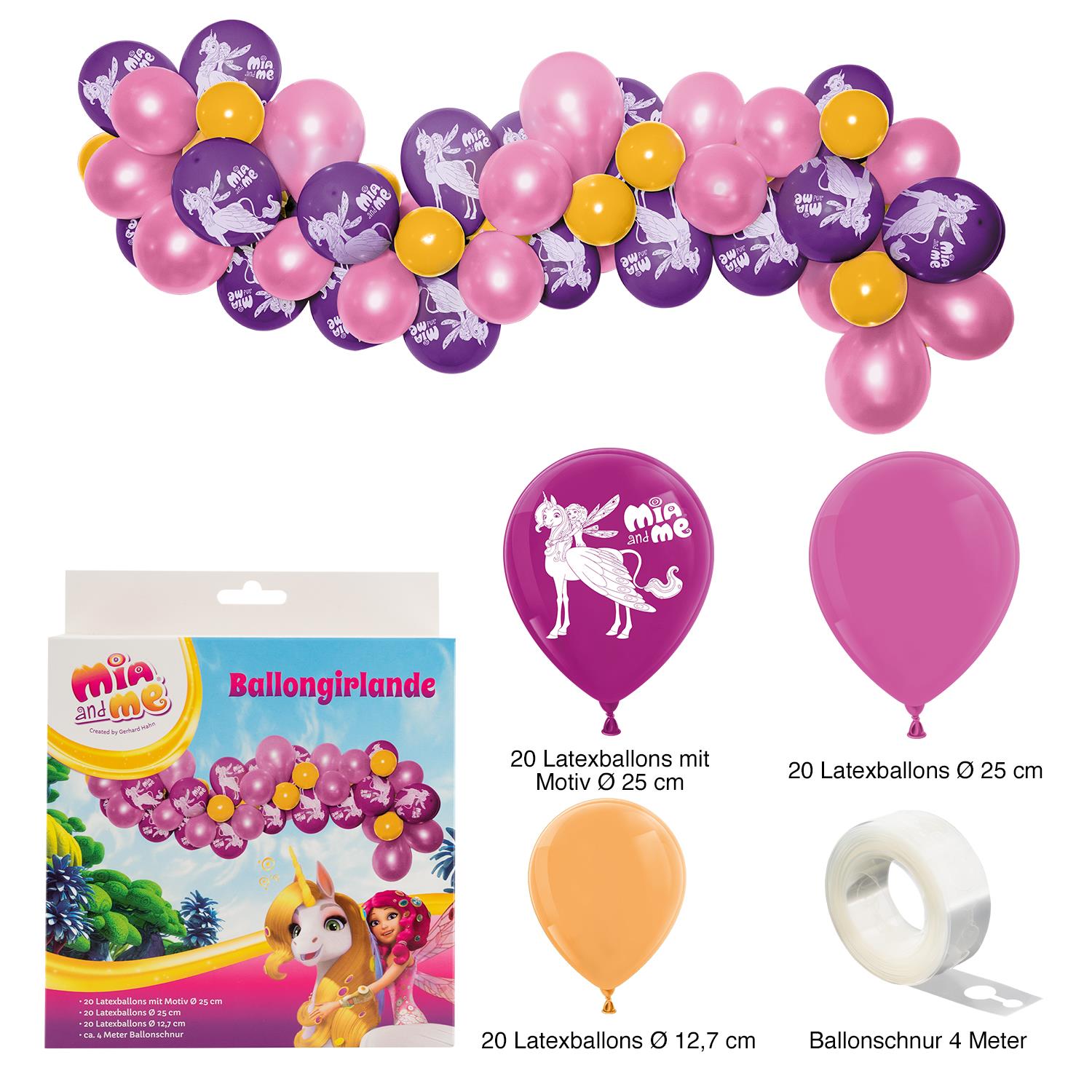 Mia and Me Ballongirlande Set 60-teilig 4 m