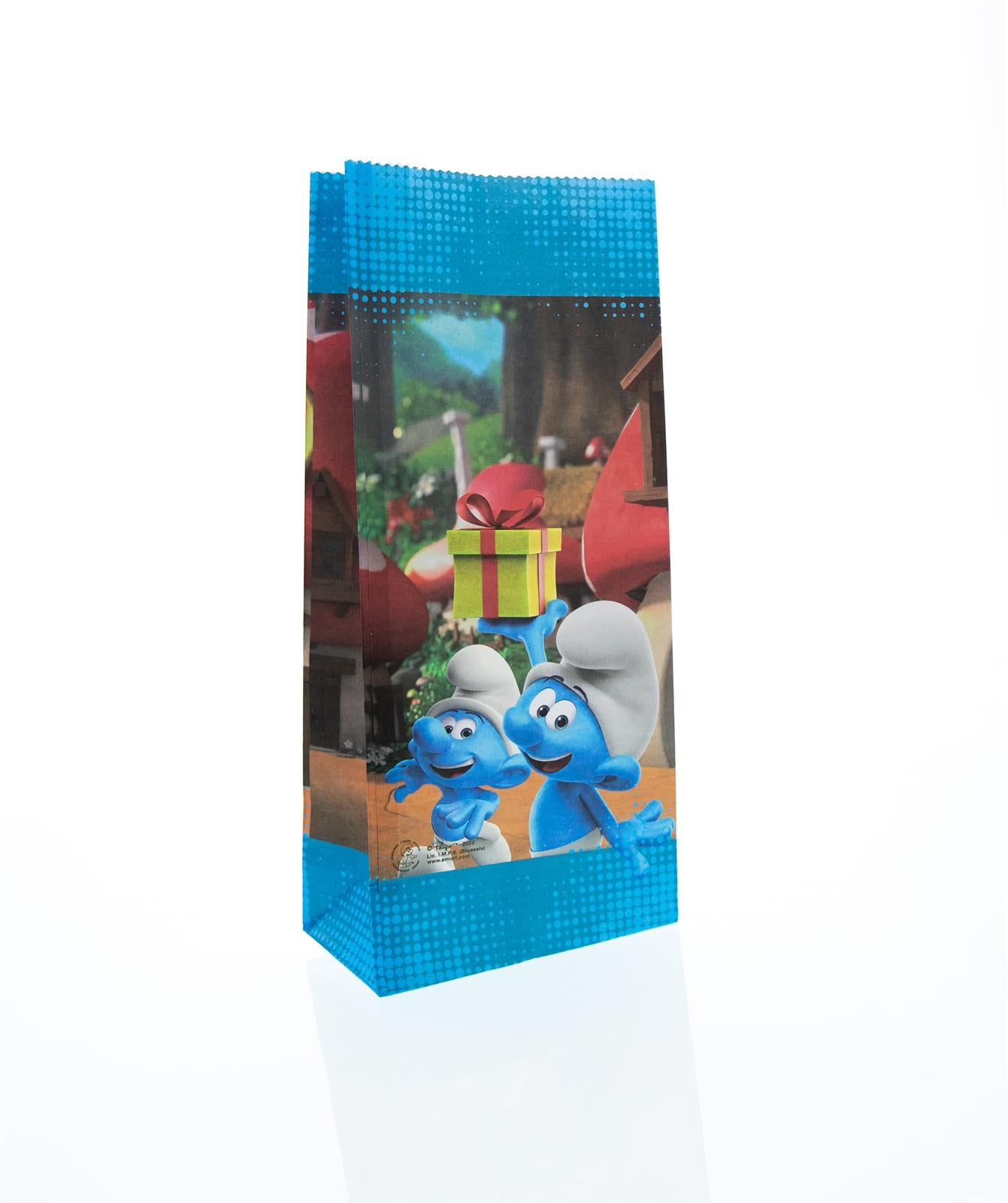 Die Schlümpfe Party-Tüte Geschenktasche Papier inkl. Sticker 10 Stk.